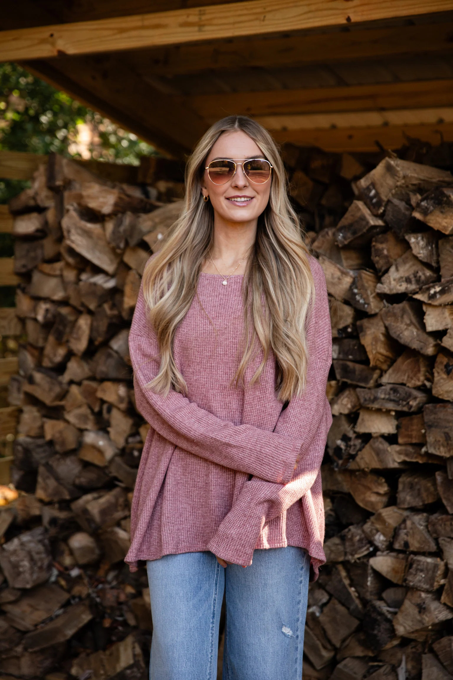 FINAL SALE - Fireside Flirt Waffle Knit Top - DU DEAL