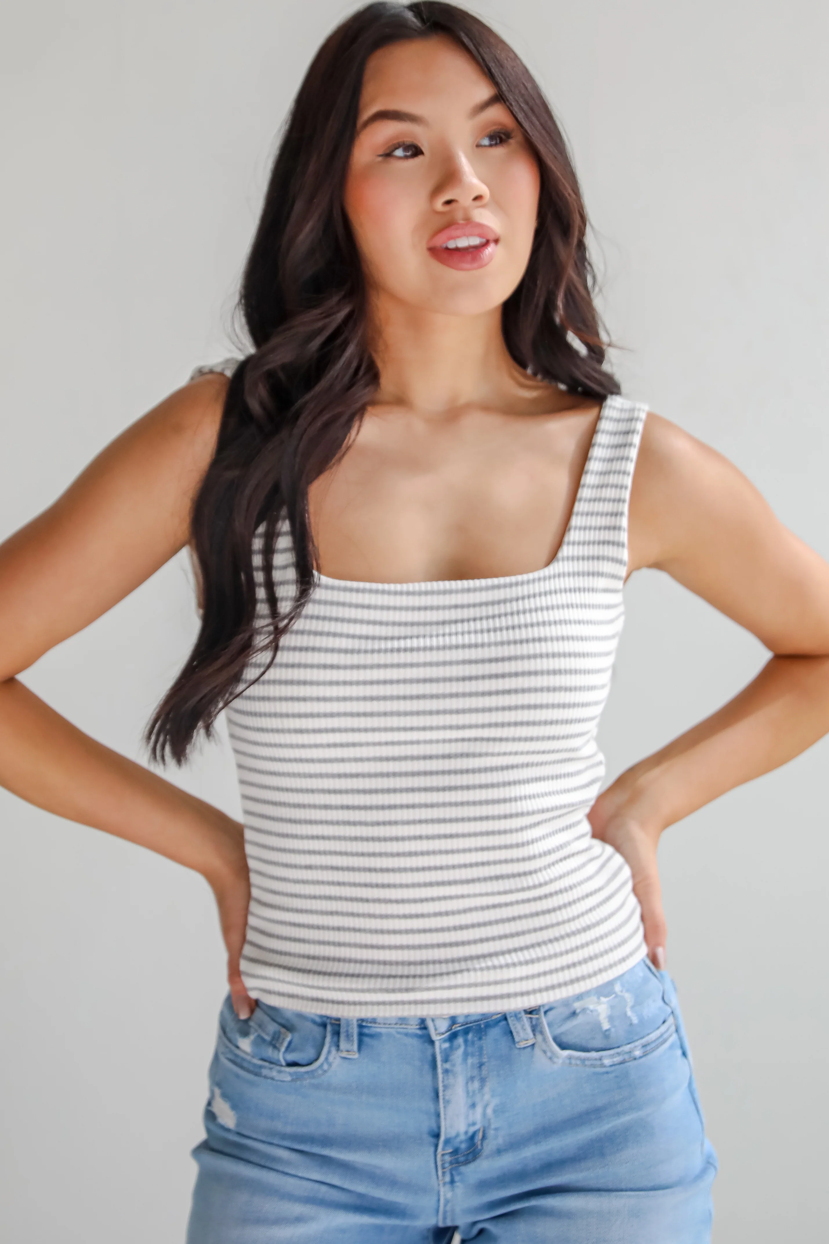 FINAL SALE - Allie Everyday Striped Square Neck Tank - DU DEAL 3 FINAL SALE - Allie Everyday Striped Square Neck Tank - DU DEAL