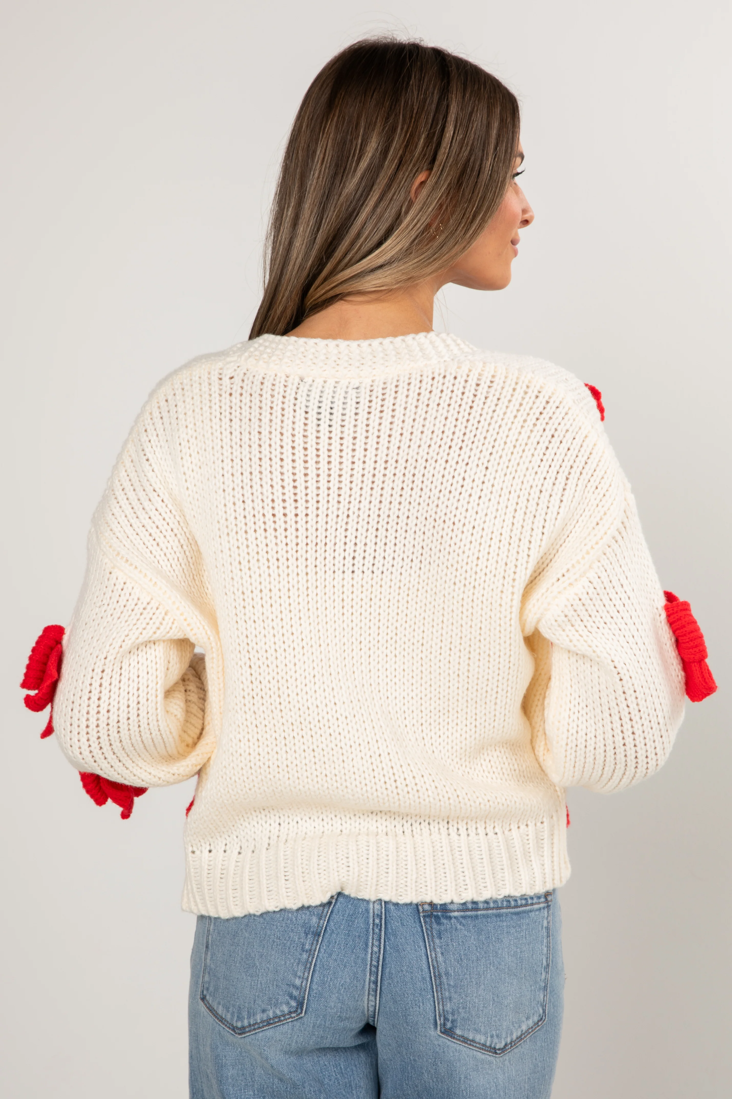 Jingle Bows Cream Red Cardigan 5 Jingle Bows Cream Red Cardigan