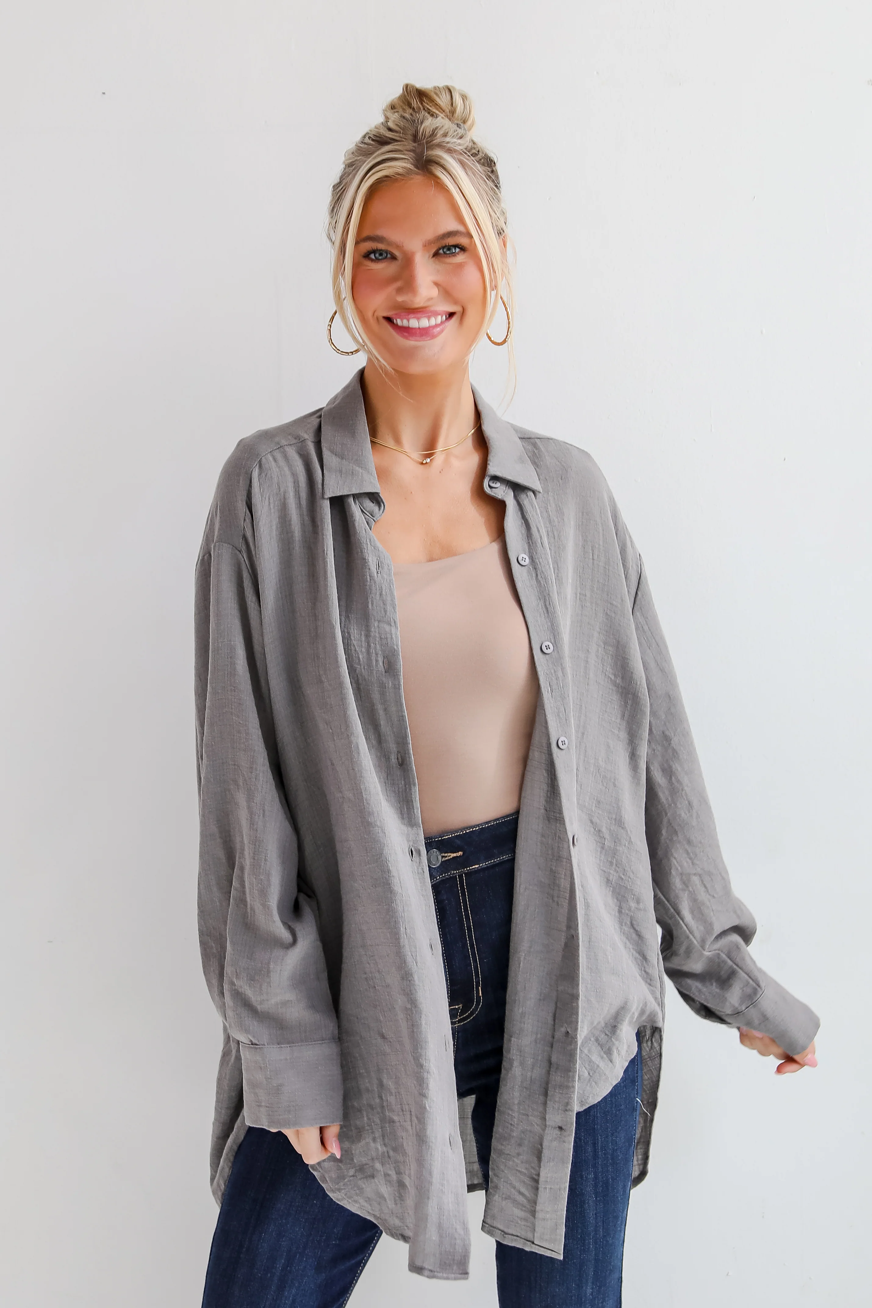 Allison Oversized Button-Up Blouse 40 Allison Oversized Button-Up Blouse