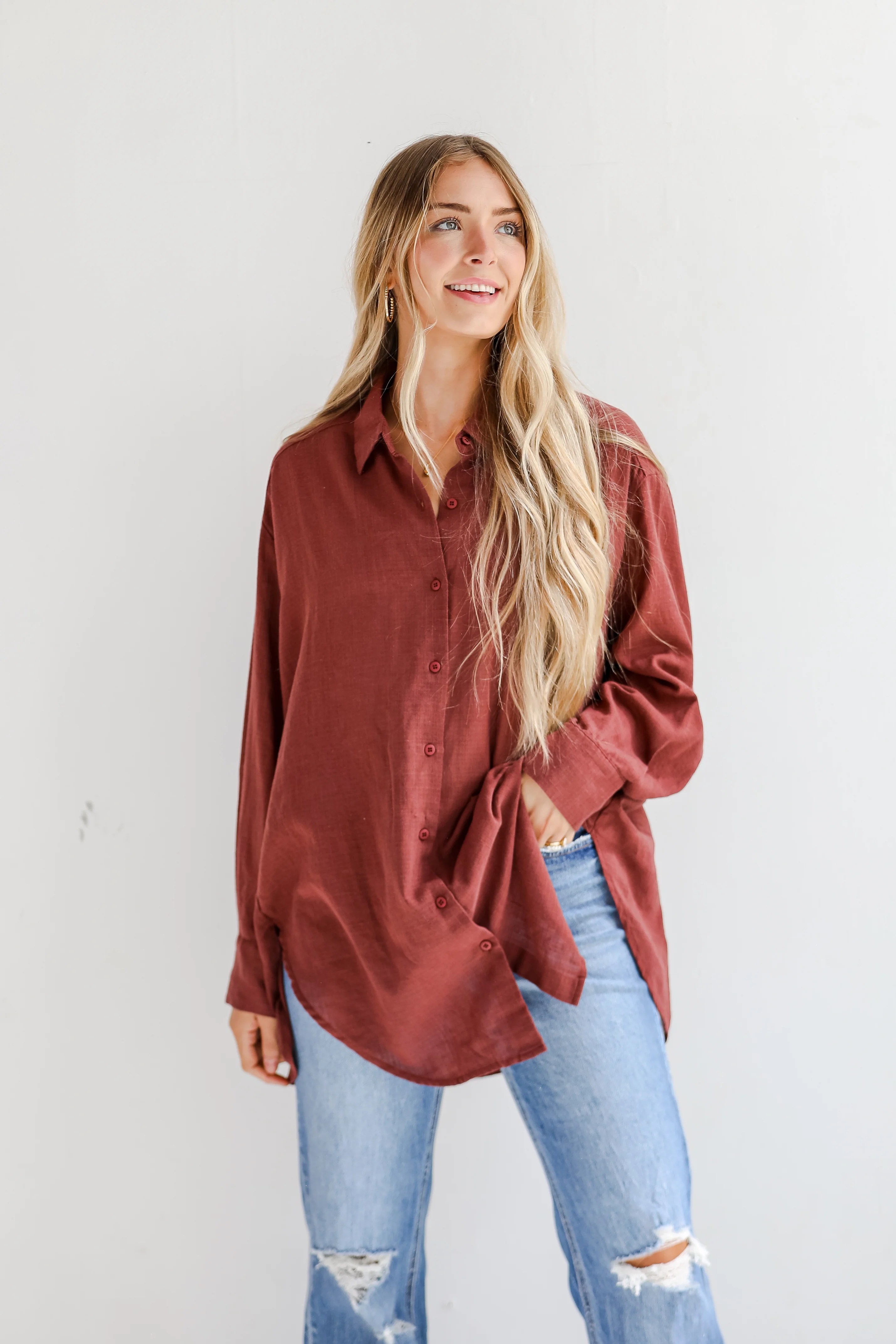 Allison Oversized Button-Up Blouse 48 Allison Oversized Button-Up Blouse