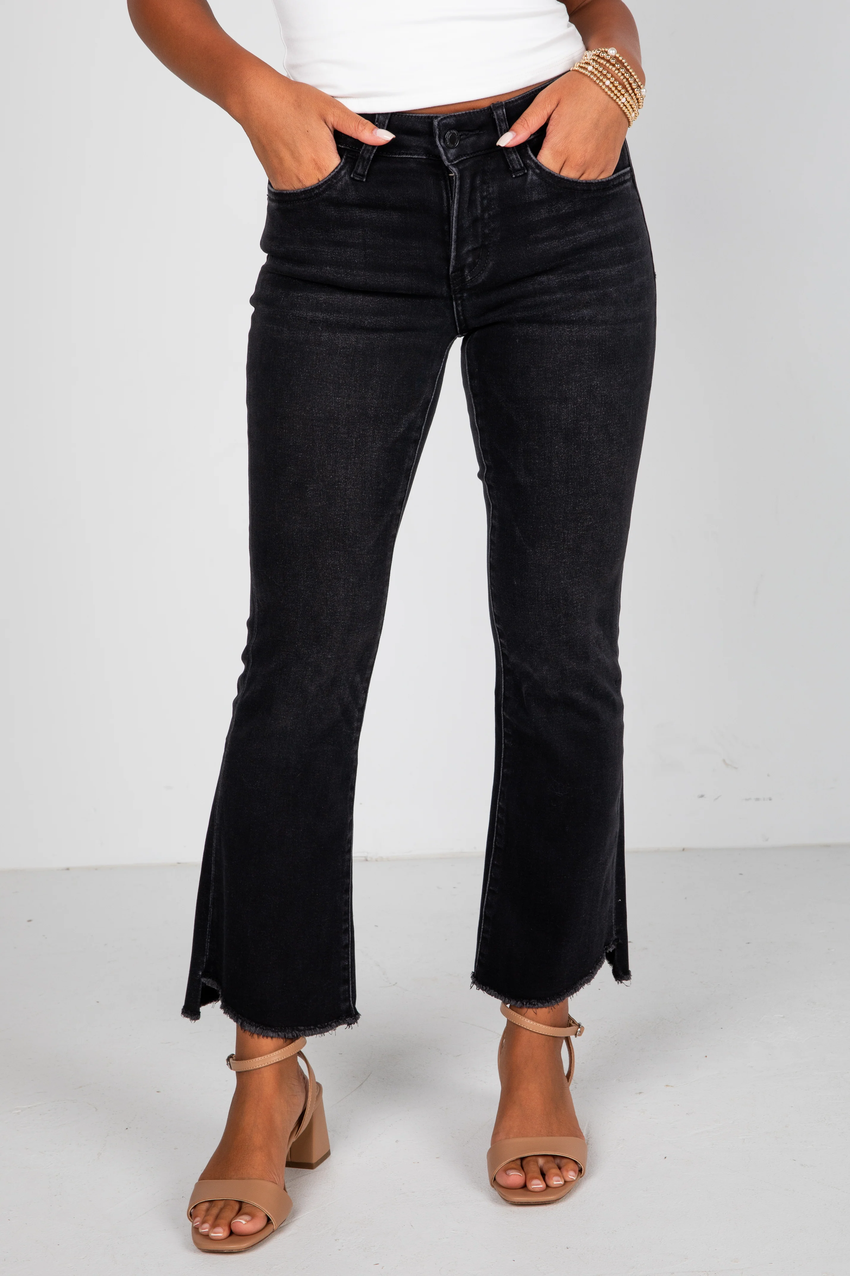 FINAL SALE - Alison Black Mid-Rise Flare Jeans
