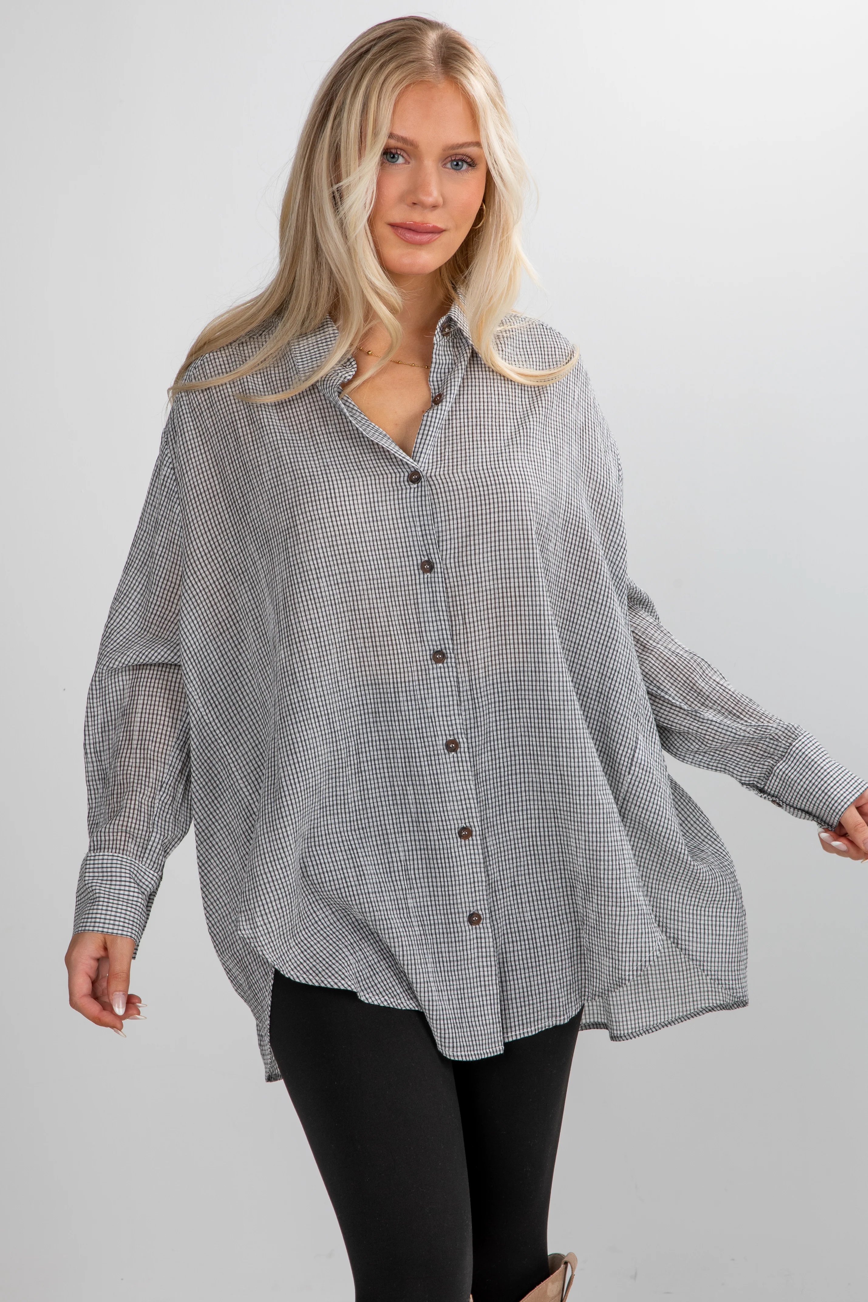 FINAL SALE - Happily Yours Plaid Oversized Button-Up Blouse
