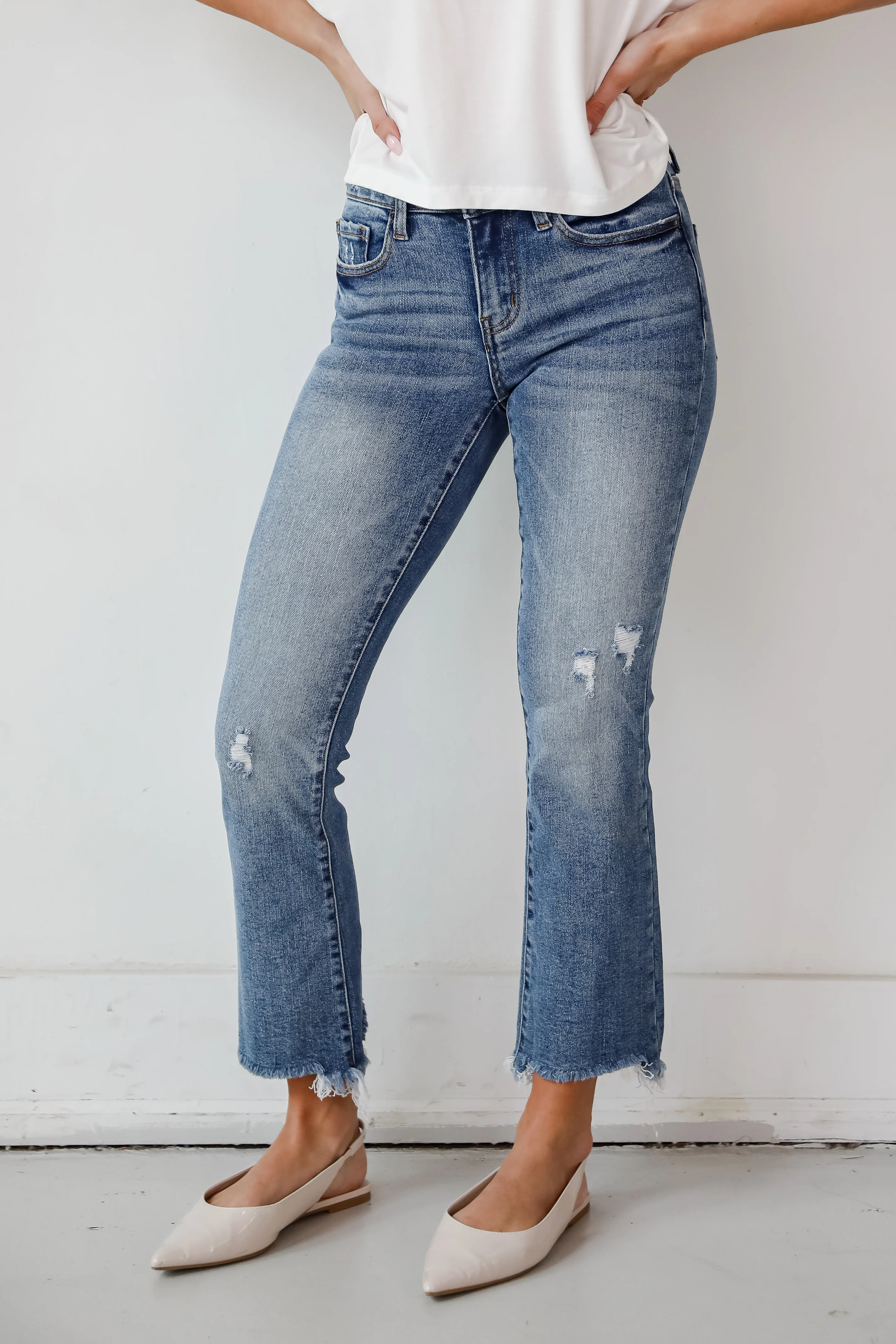 Amber Medium Wash Mid-Rise Ankle Bootcut Jeans