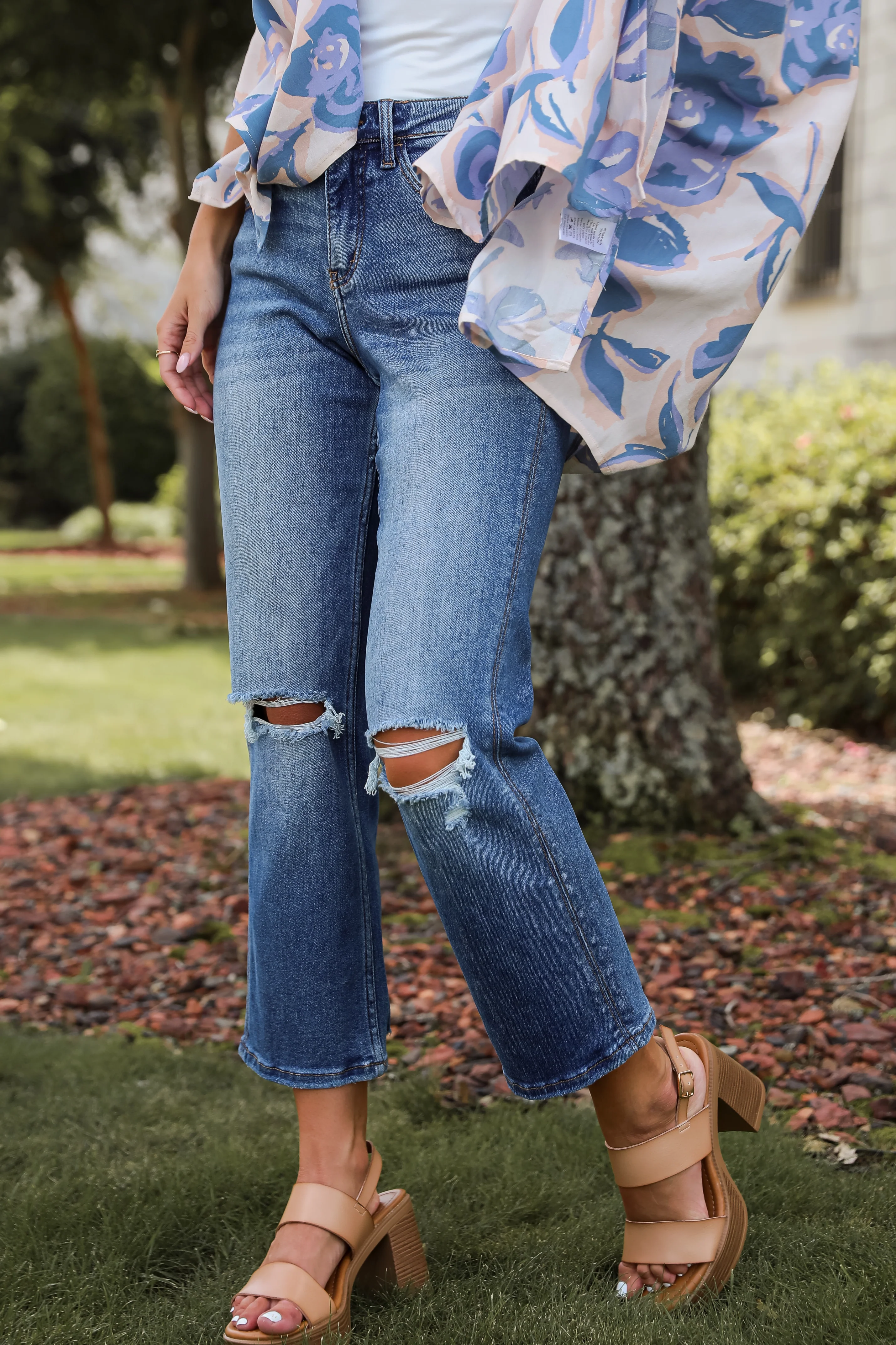 Bailey Dark Wash Distressed Straight Leg Jeans