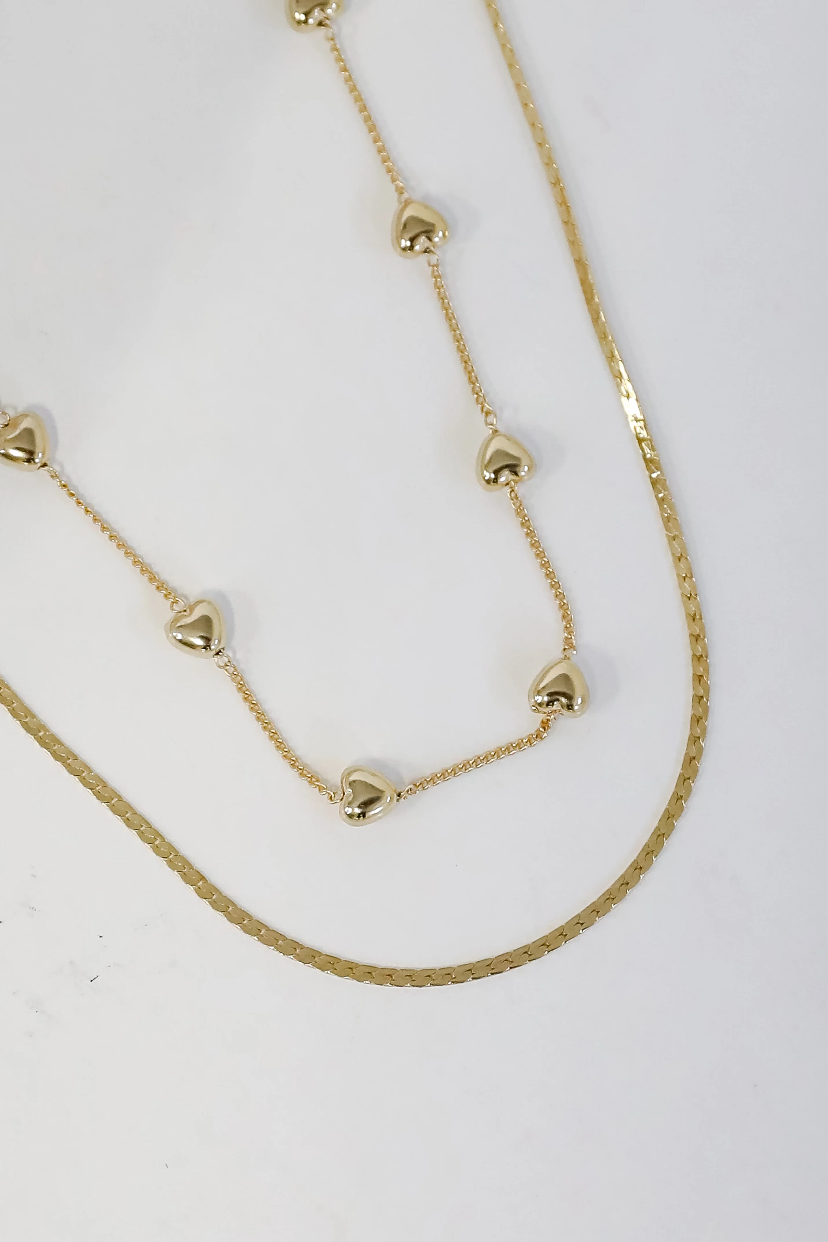 FINAL SALE - Aria Gold Heart Layered Chain Necklace
