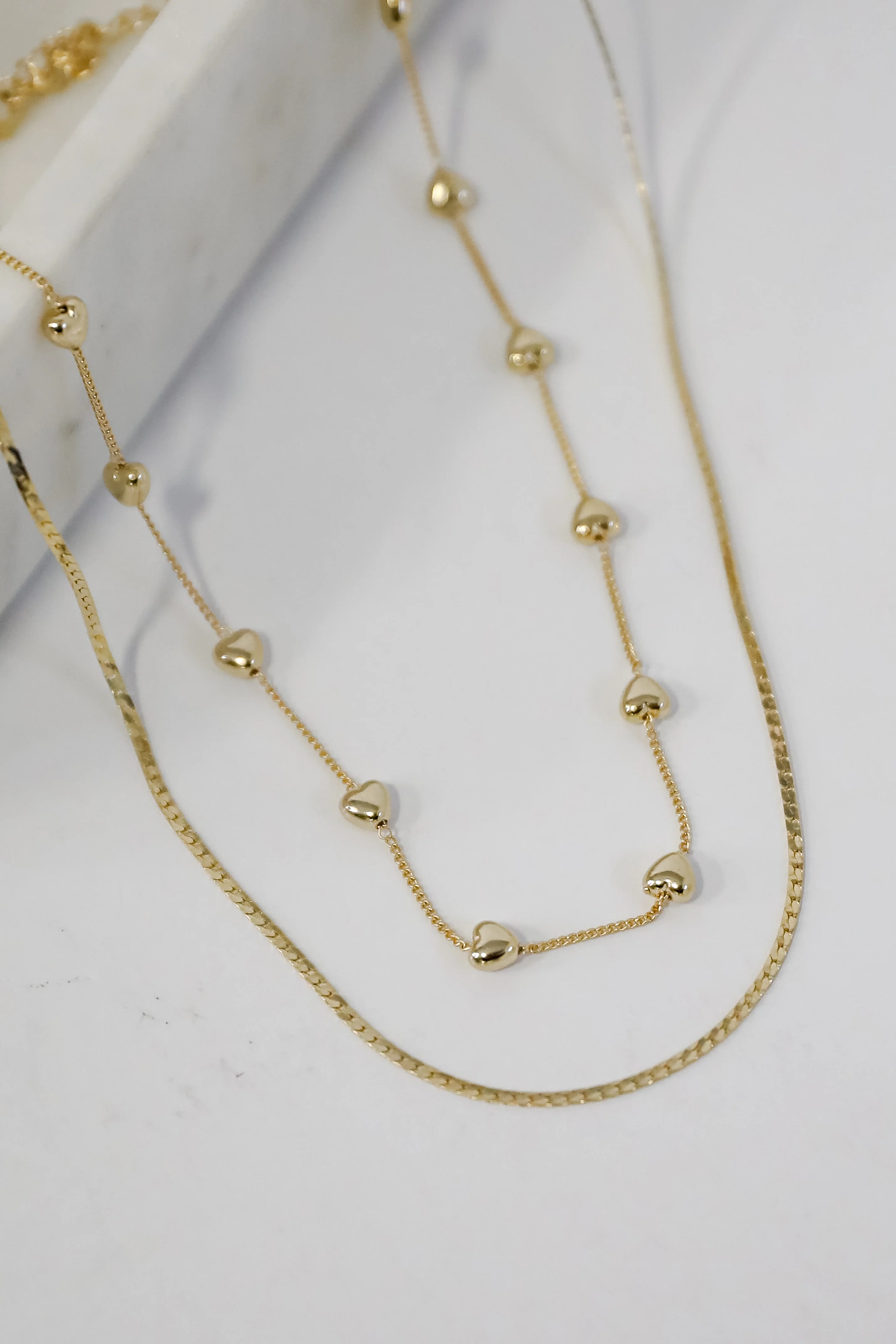 FINAL SALE - Aria Gold Heart Layered Chain Necklace