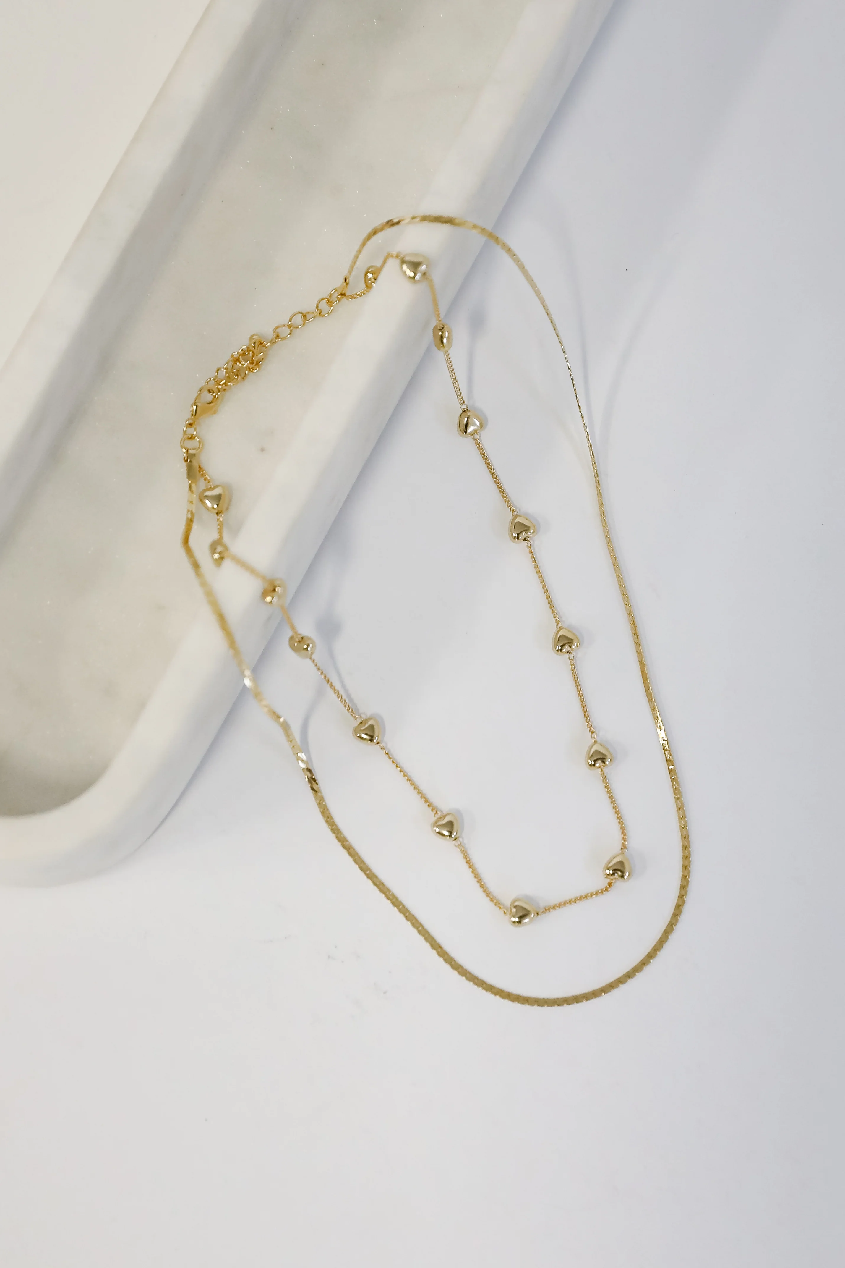 FINAL SALE - Aria Gold Heart Layered Chain Necklace