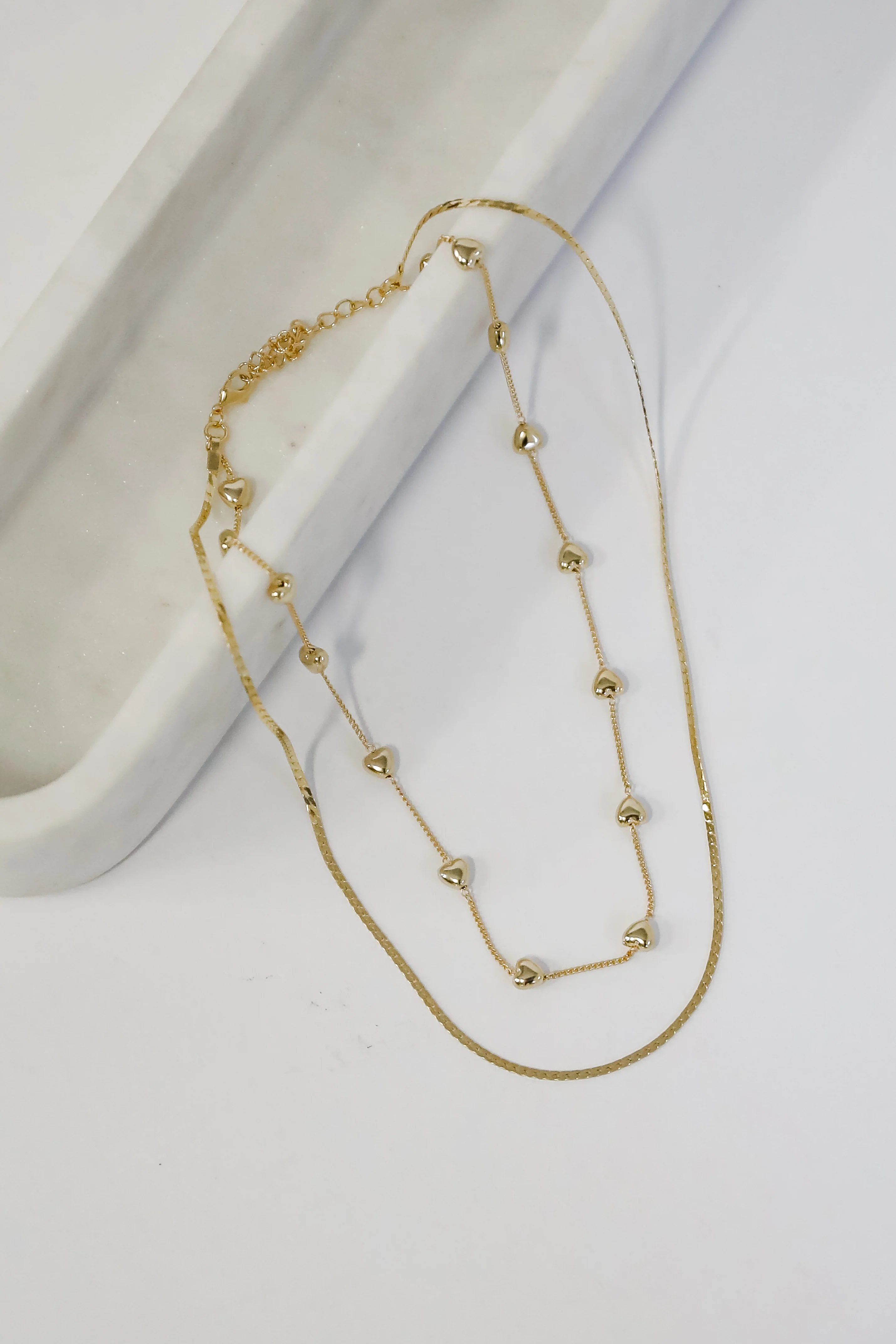 FINAL SALE - Aria Gold Heart Layered Chain Necklace
