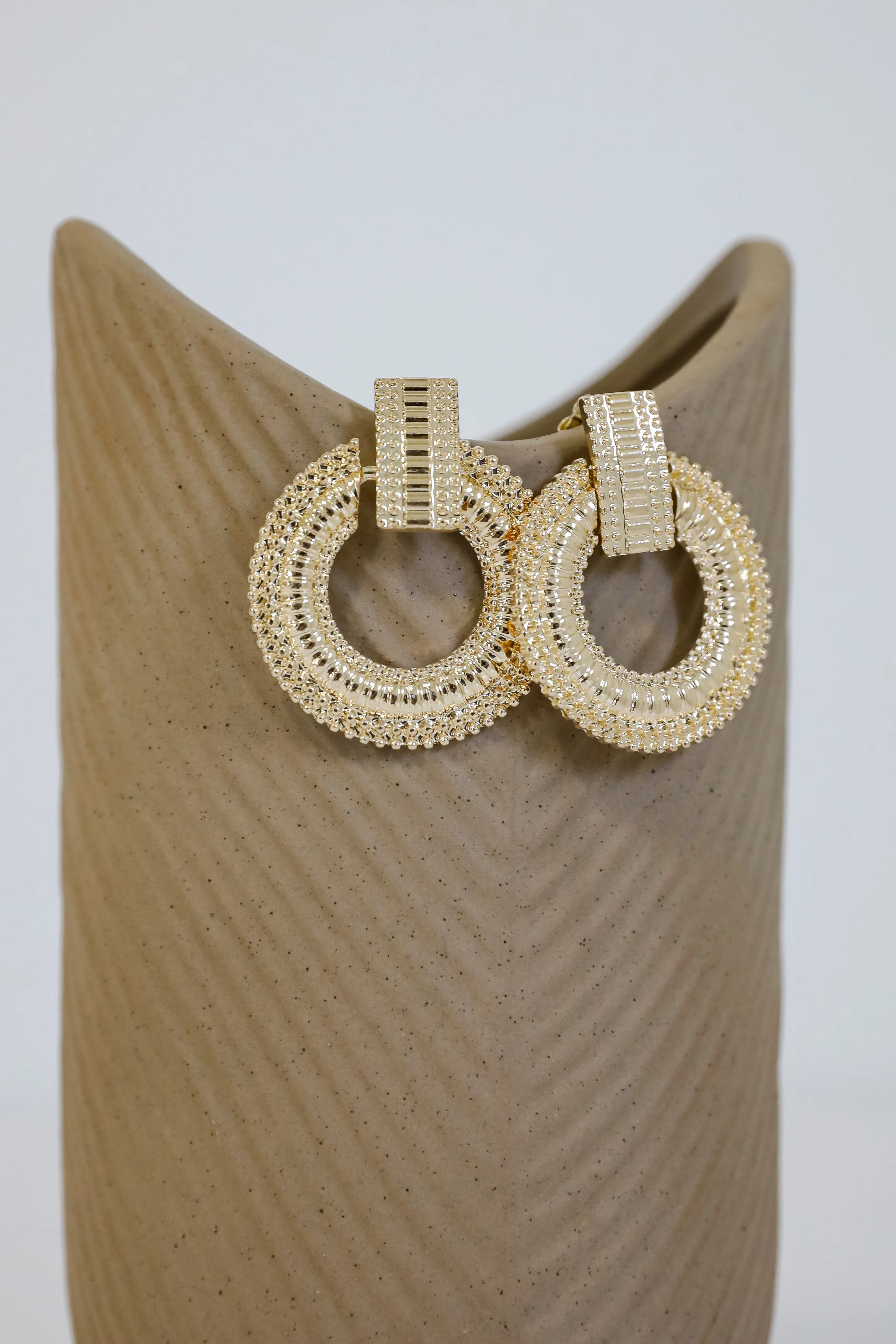 FINAL SALE - Melissa Gold Textured Statement Earrings 4 FINAL SALE - Melissa Gold Textured Statement Earrings