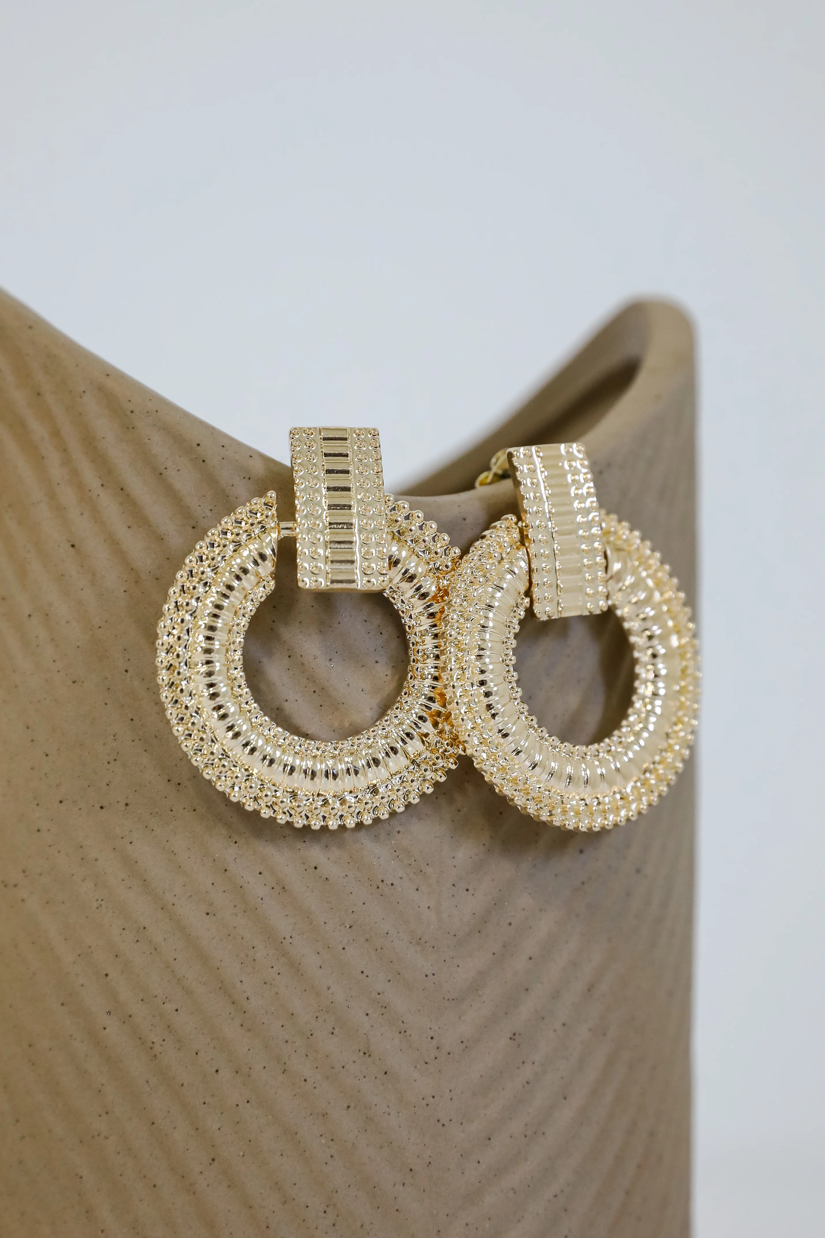 FINAL SALE - Melissa Gold Textured Statement Earrings 6 FINAL SALE - Melissa Gold Textured Statement Earrings