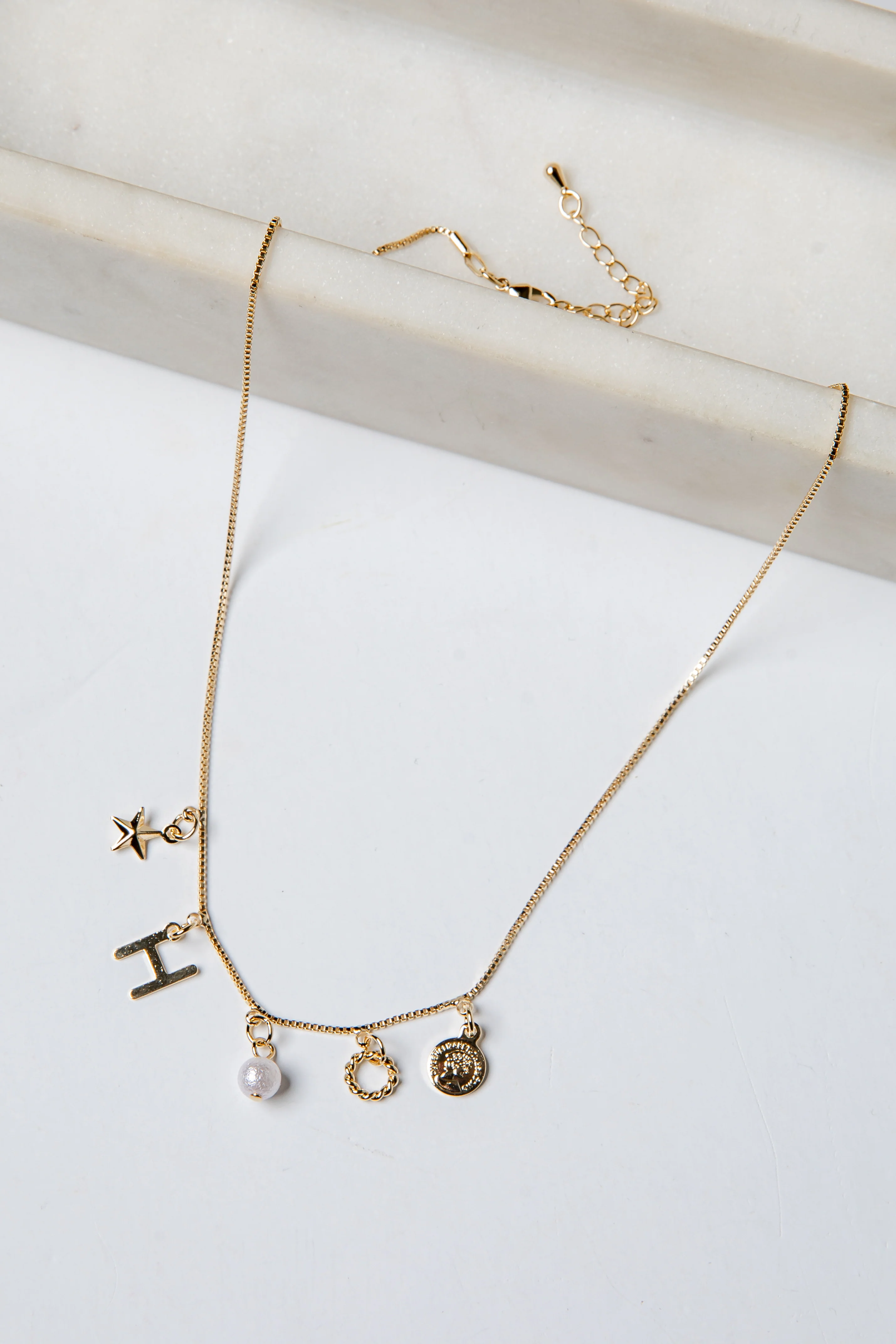 Heather Charm Gold Pendant Necklace