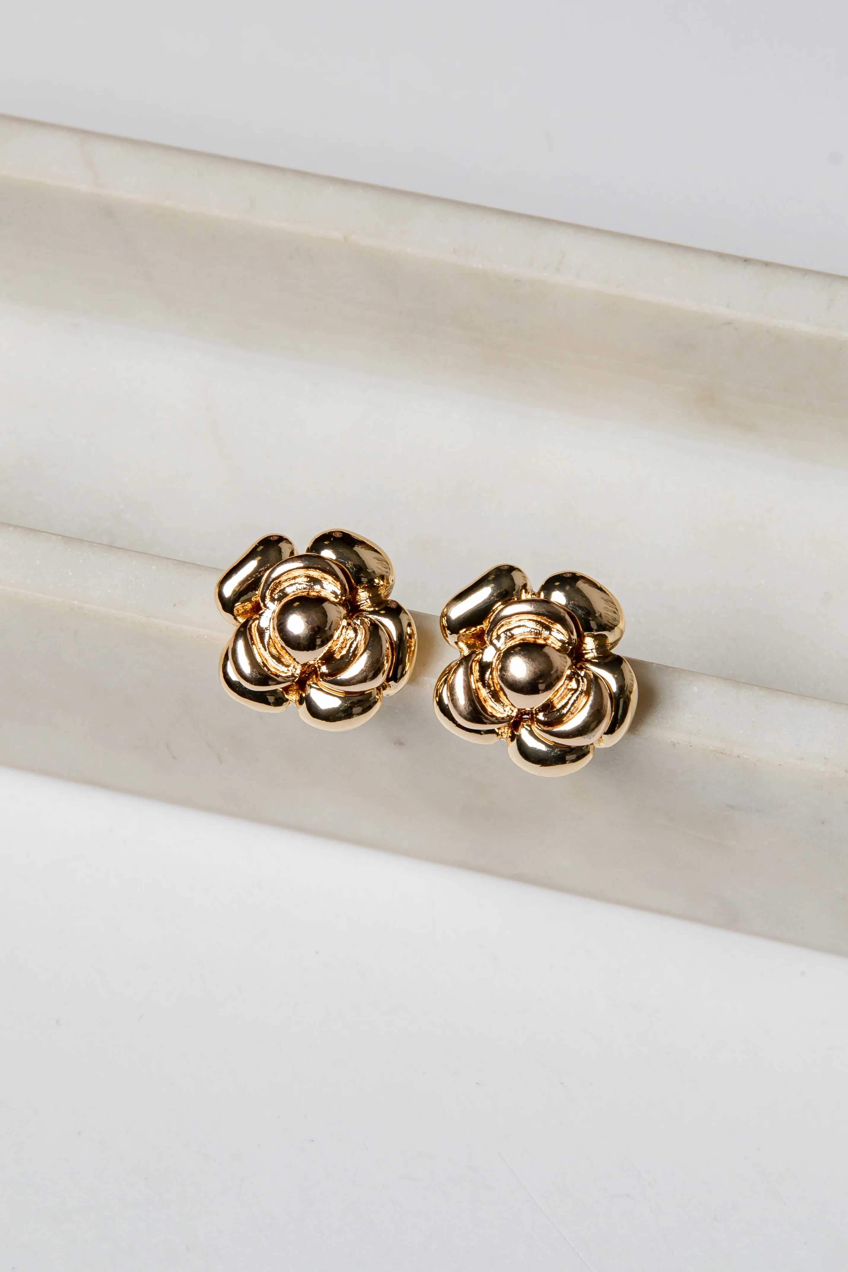 Camille Gold Floral Stud Earrings