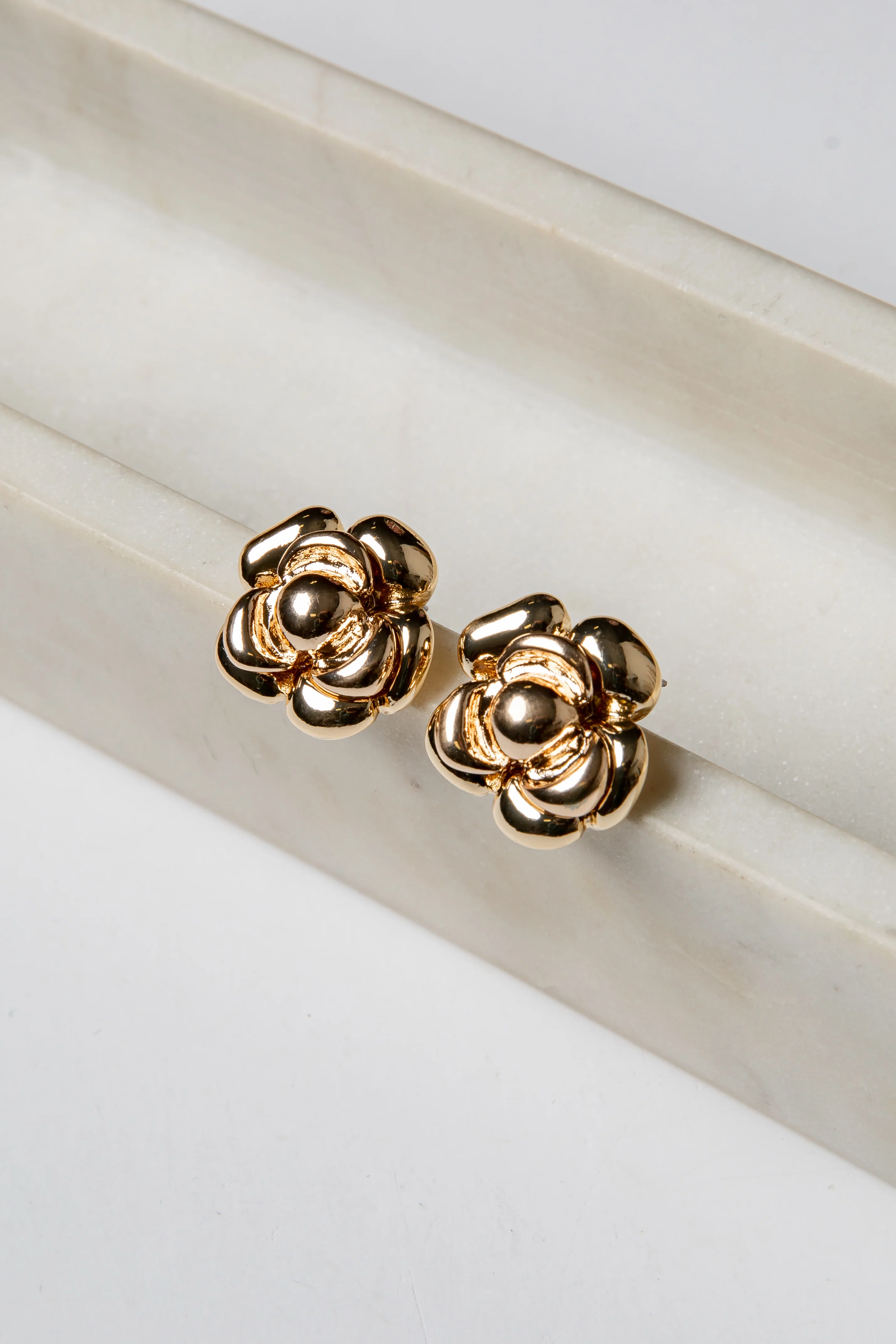Camille Gold Floral Stud Earrings