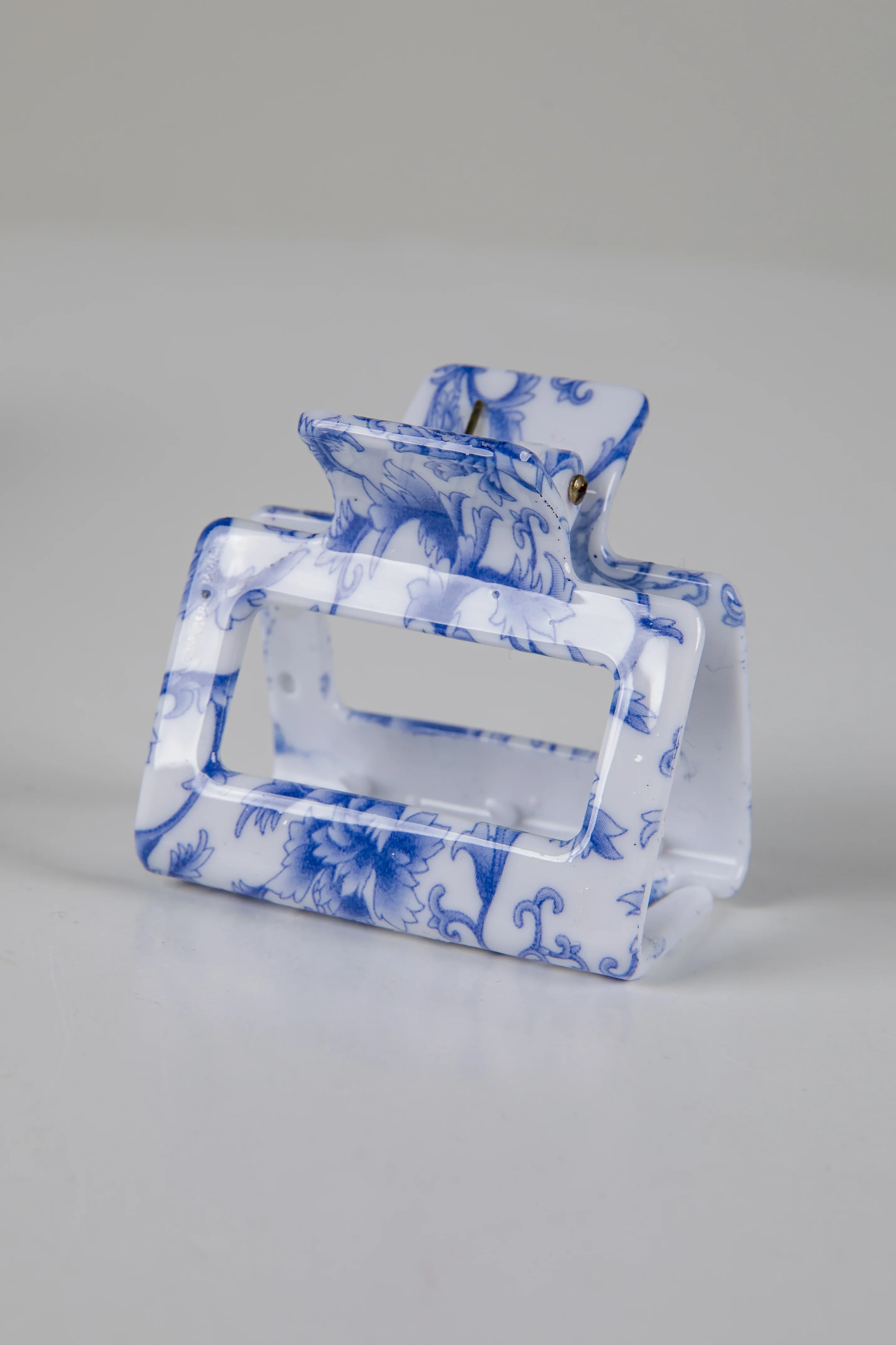 Sweet Credentials Navy Floral Mini Rectangle Claw Hair Clip
