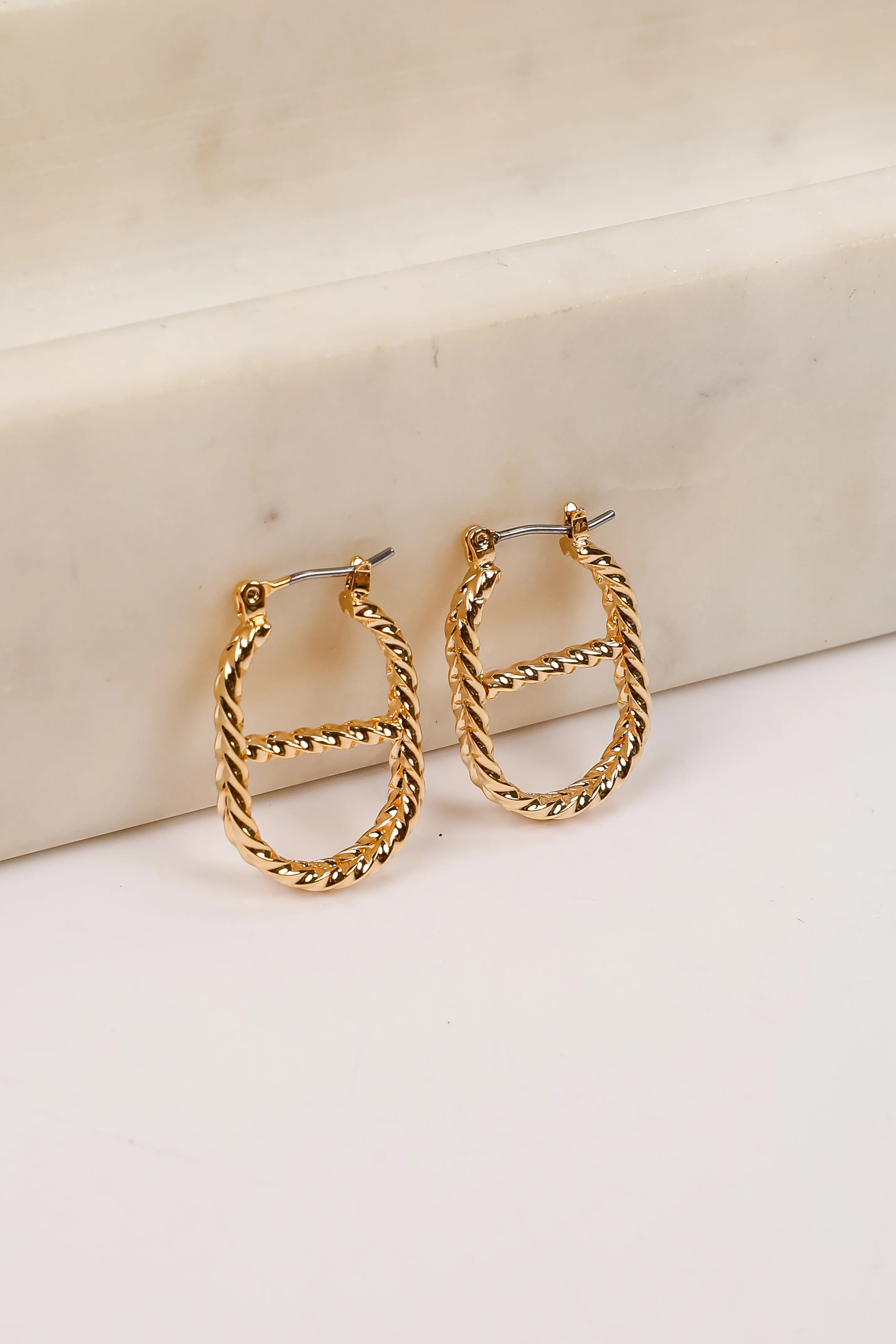 FINAL SALE - Charlie Gold Oval Hoop Earrings