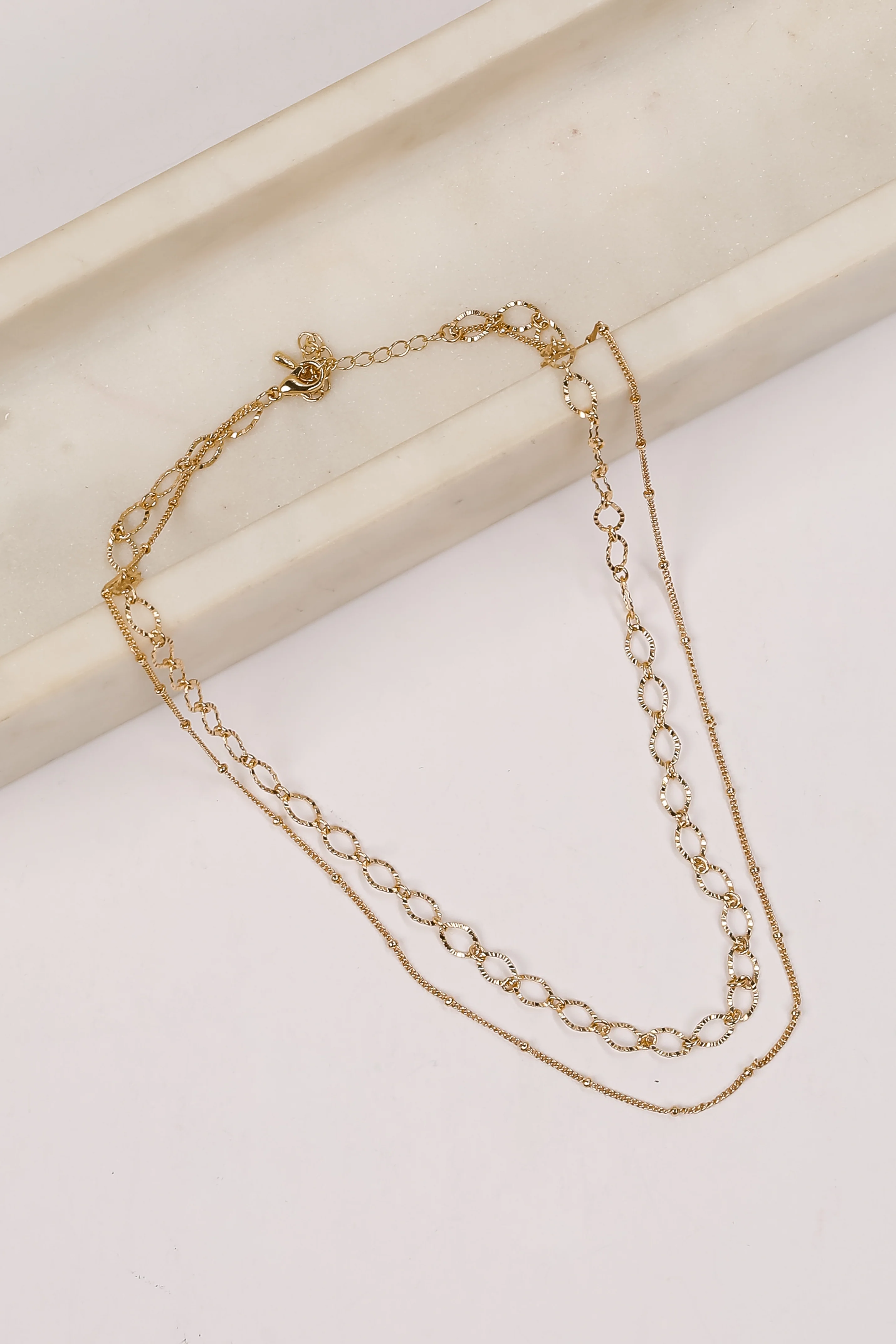 FINAL SALE - Lindsey Gold Layered Chain Necklace