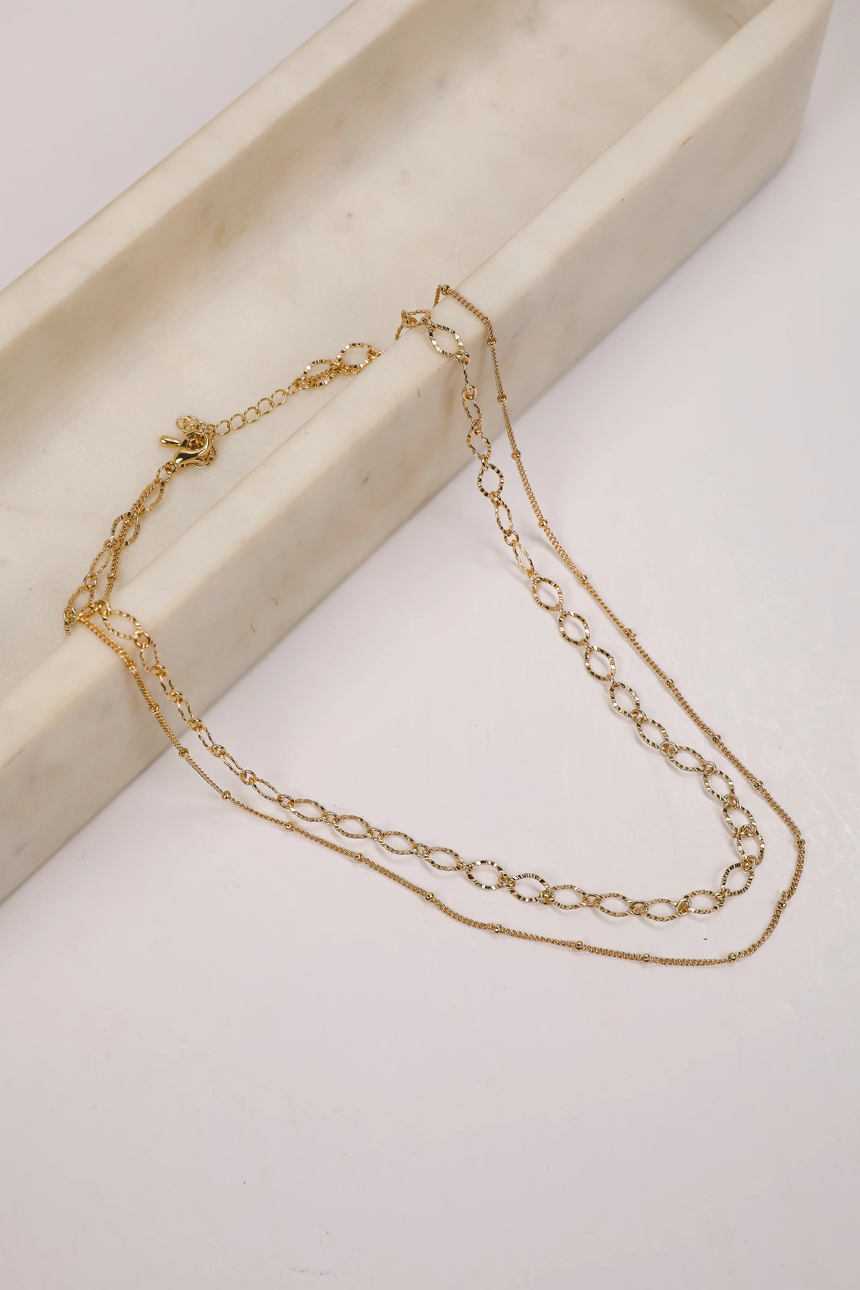 FINAL SALE - Lindsey Gold Layered Chain Necklace 3 FINAL SALE - Lindsey Gold Layered Chain Necklace