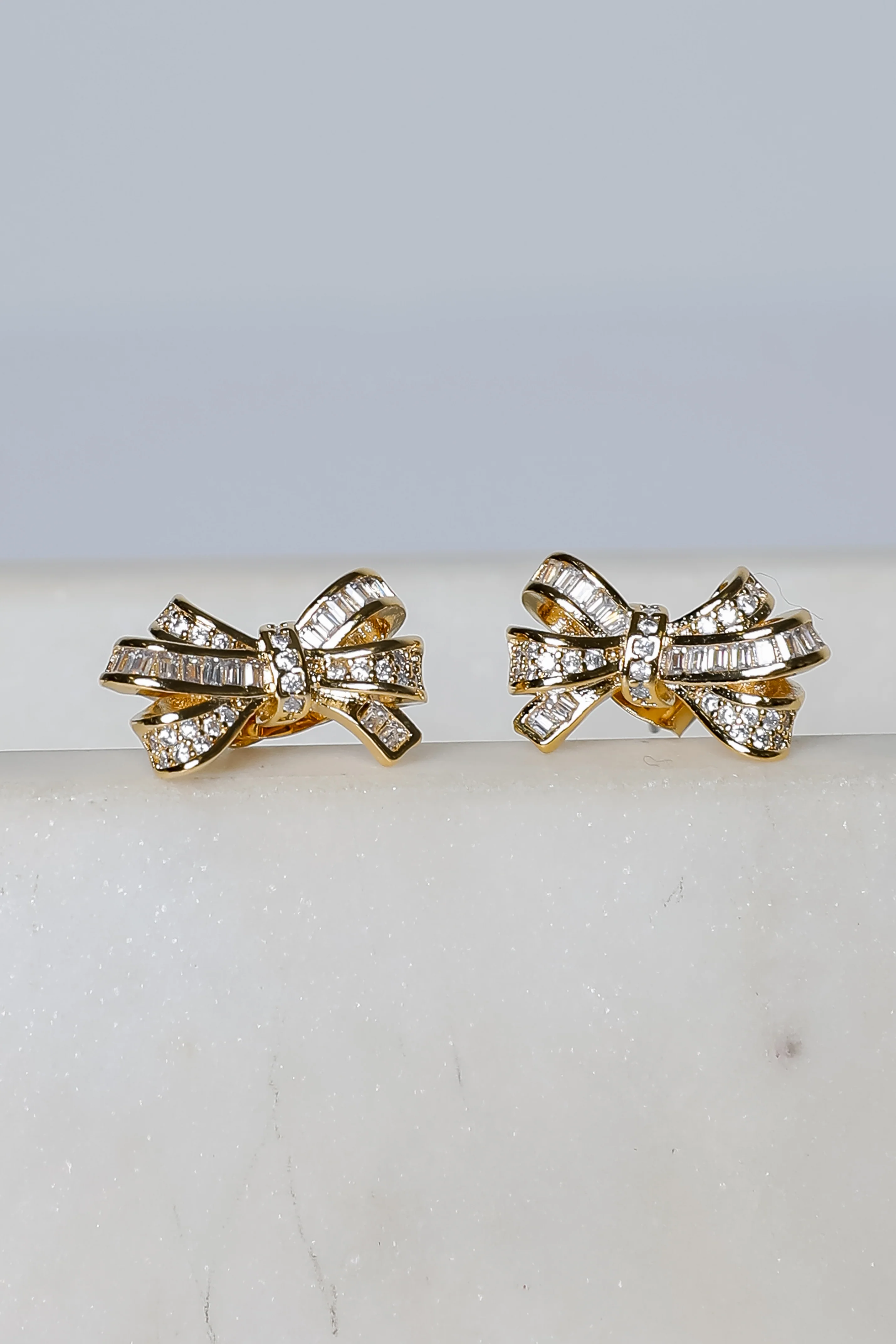FINAL SALE - Maya Gold Rhinestone Bow Earrings