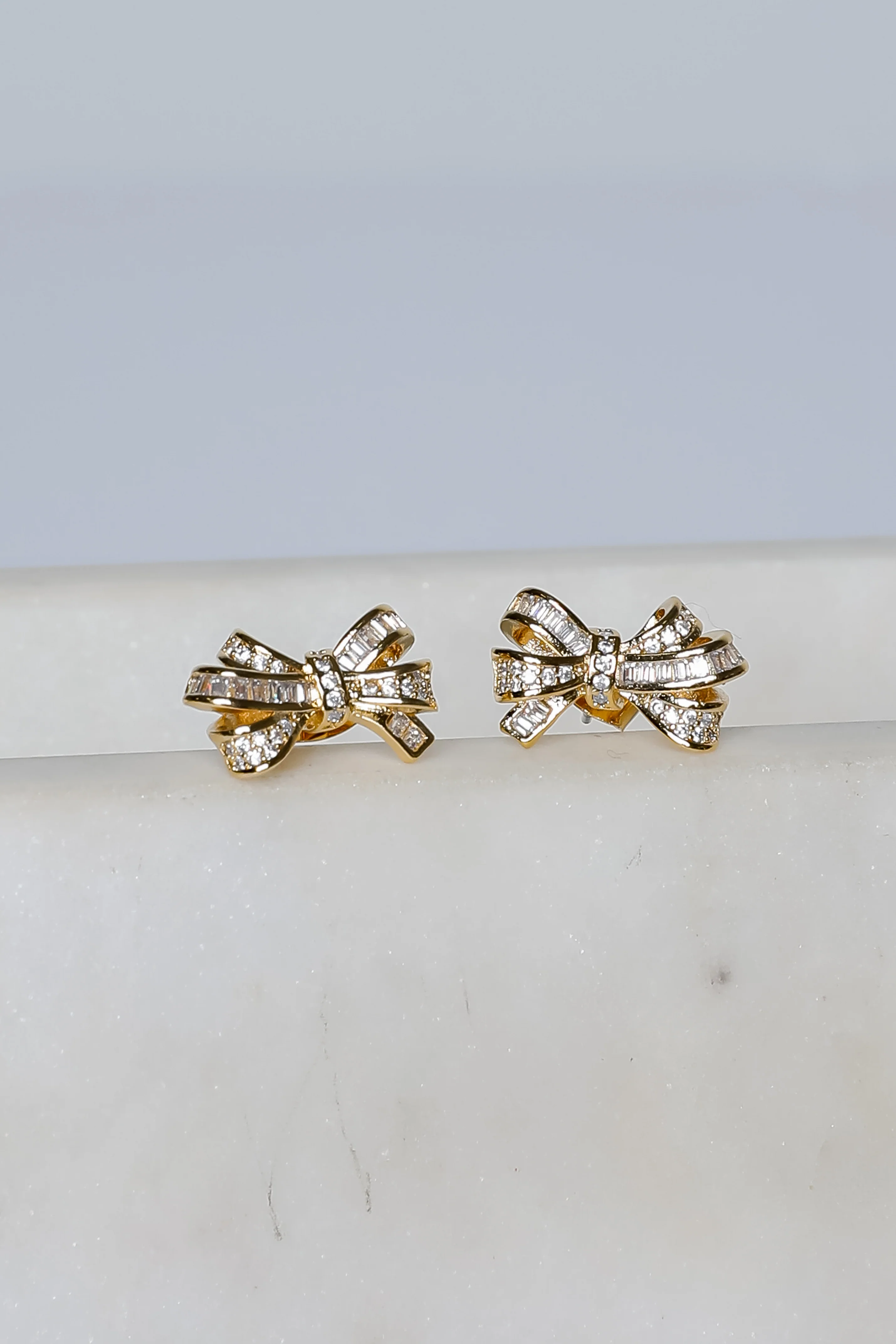 FINAL SALE - Maya Gold Rhinestone Bow Earrings