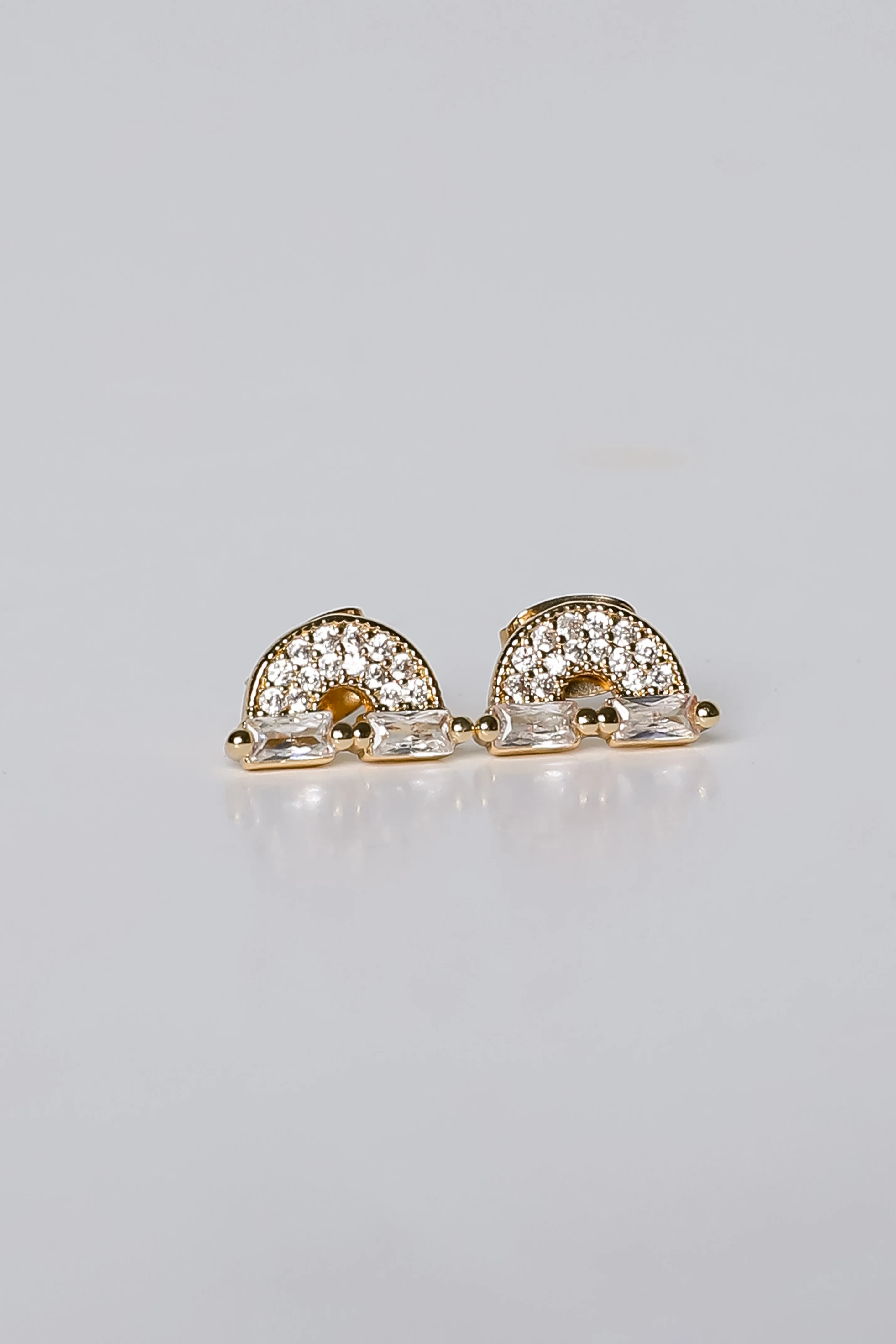 FINAL SALE - Ivy Gold Rhinestone Rainbow Stud Earrings