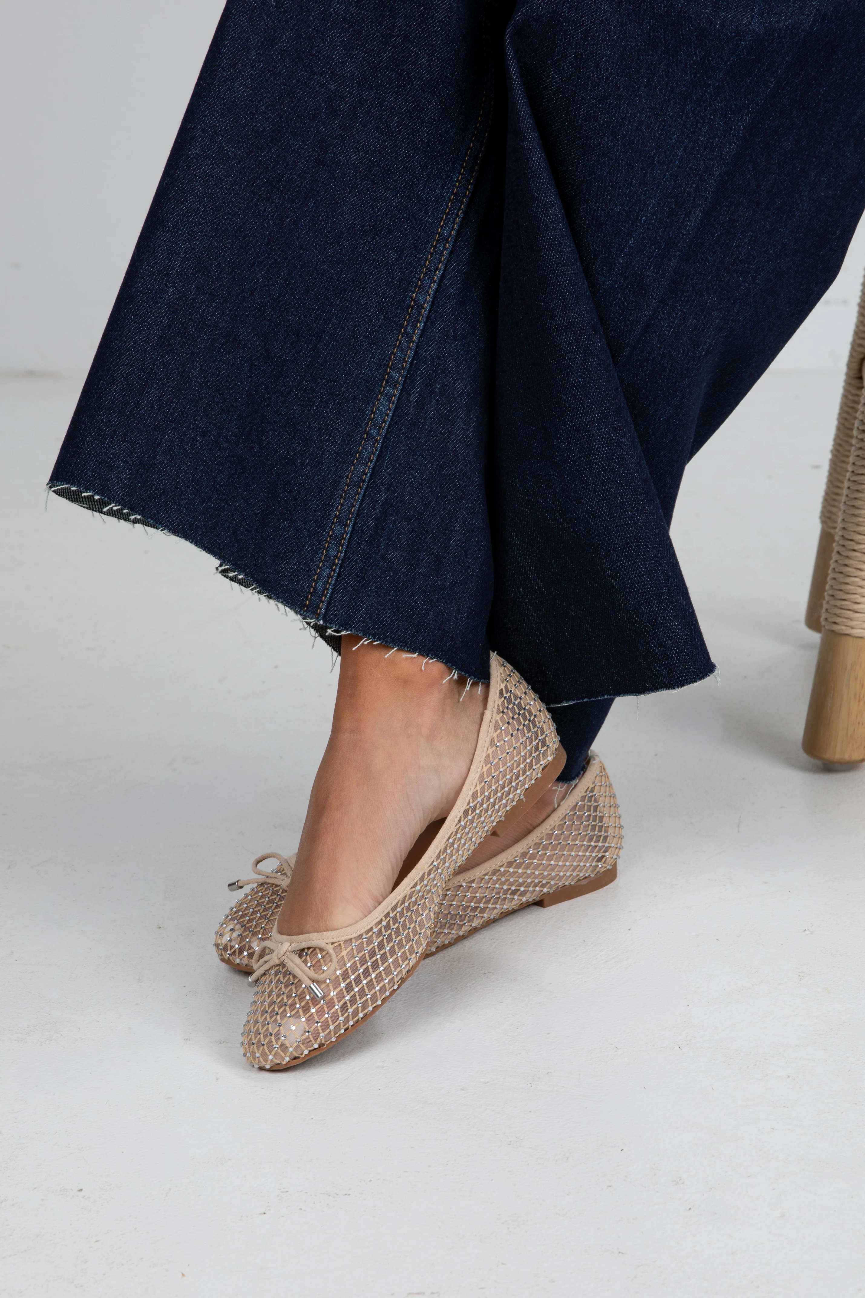 FINAL SALE - Had To Be There Nude Mesh Rhinestone Ballet Flats 6 FINAL SALE - Had To Be There Nude Mesh Rhinestone Ballet Flats