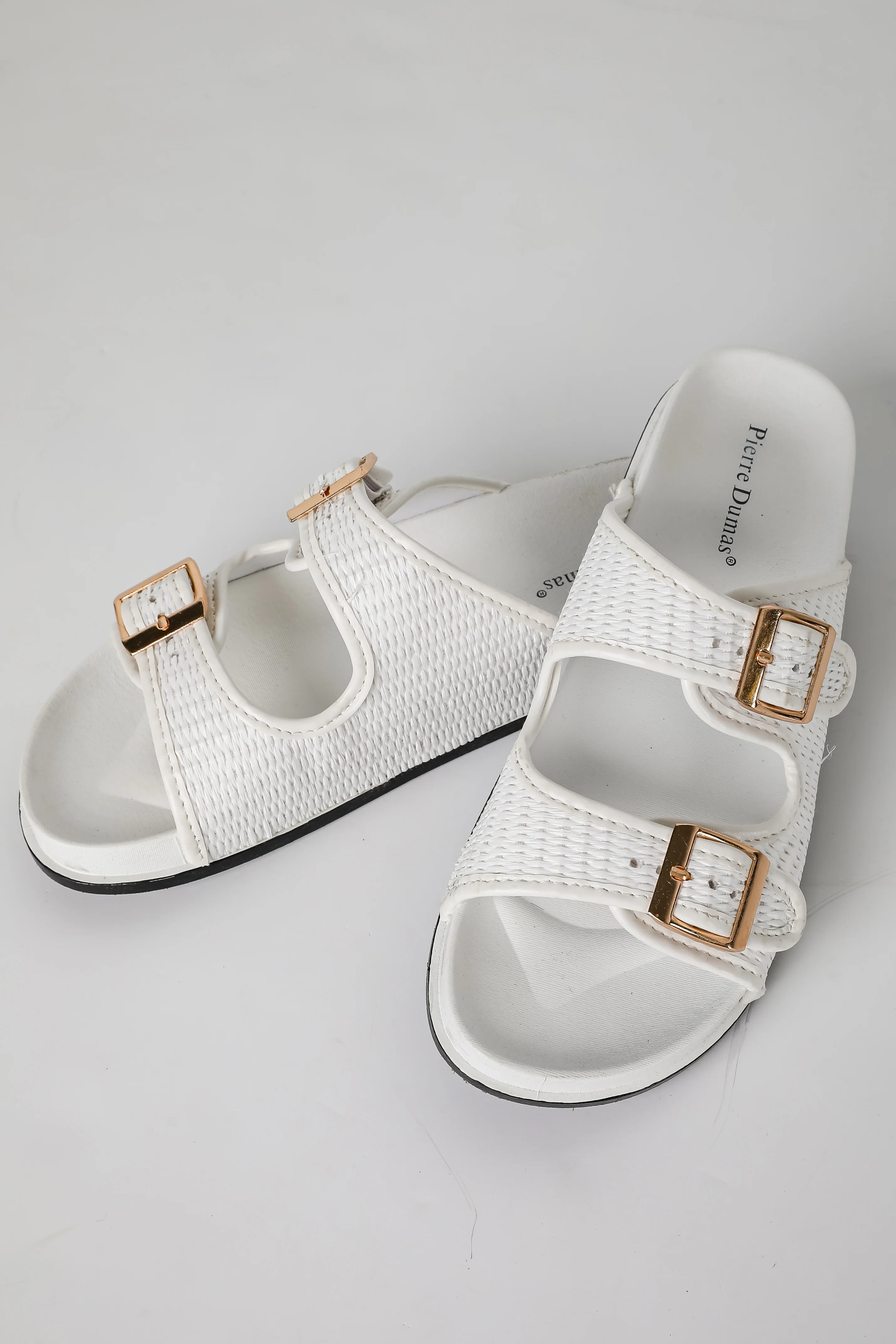 FINAL SALE - Palm Beach White Straw Double Strap Sandals
