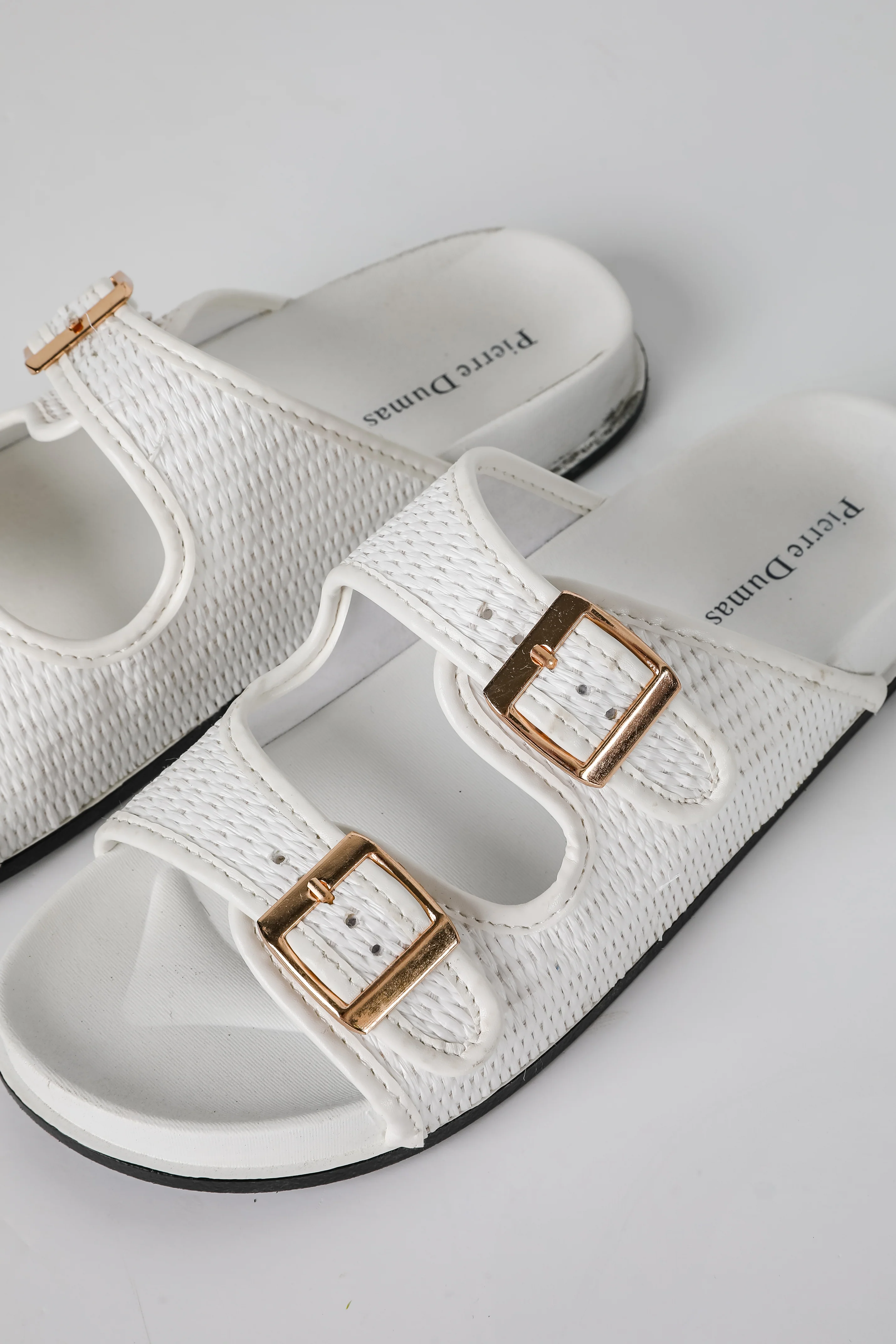 FINAL SALE - Palm Beach White Straw Double Strap Sandals