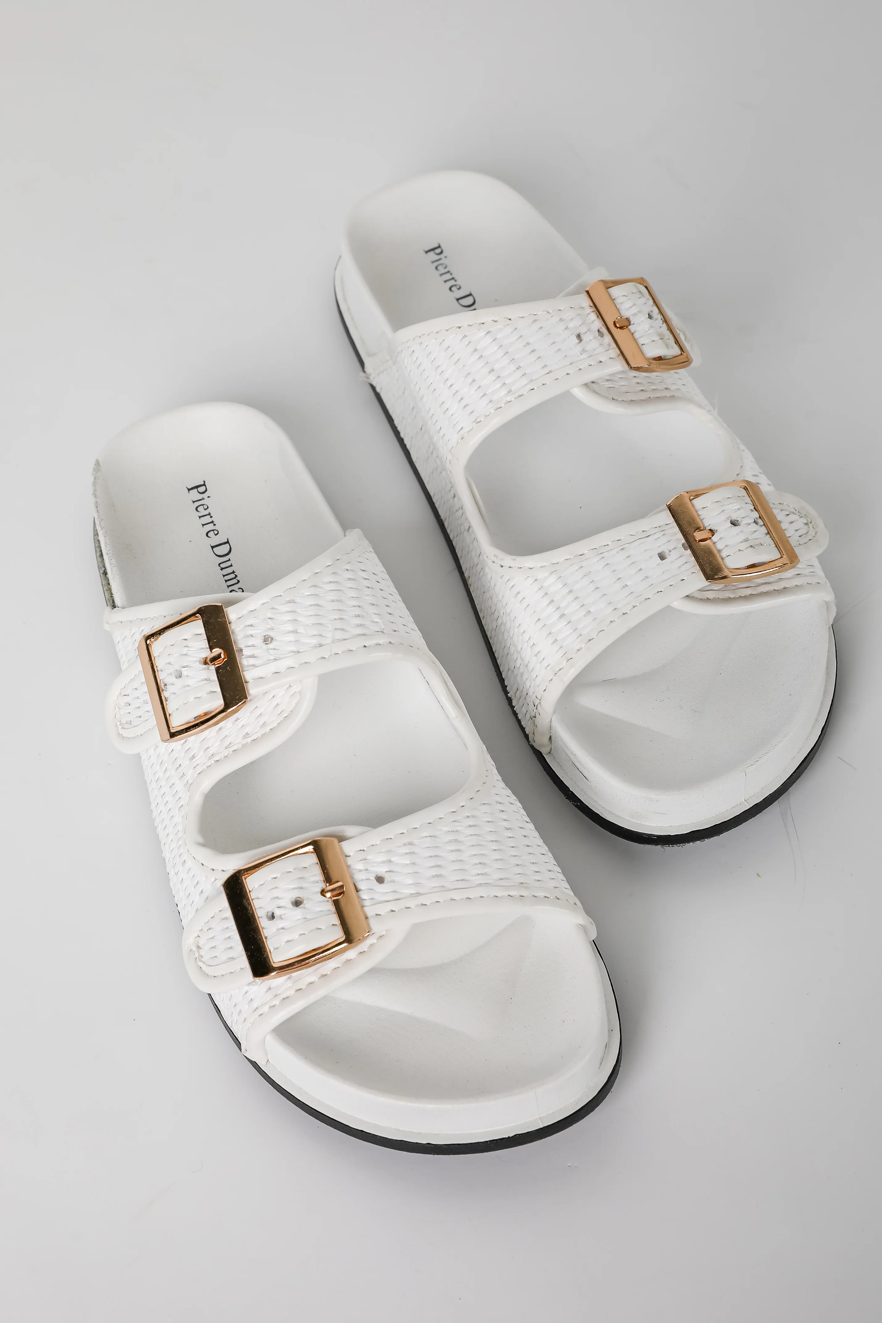 FINAL SALE - Palm Beach White Straw Double Strap Sandals