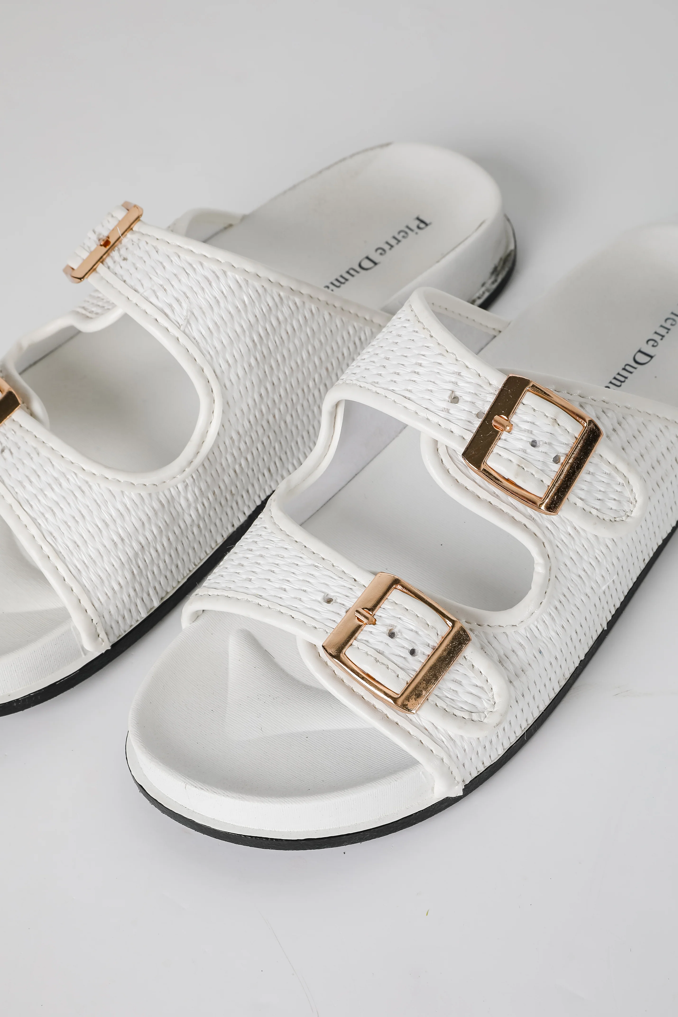 FINAL SALE - Palm Beach White Straw Double Strap Sandals