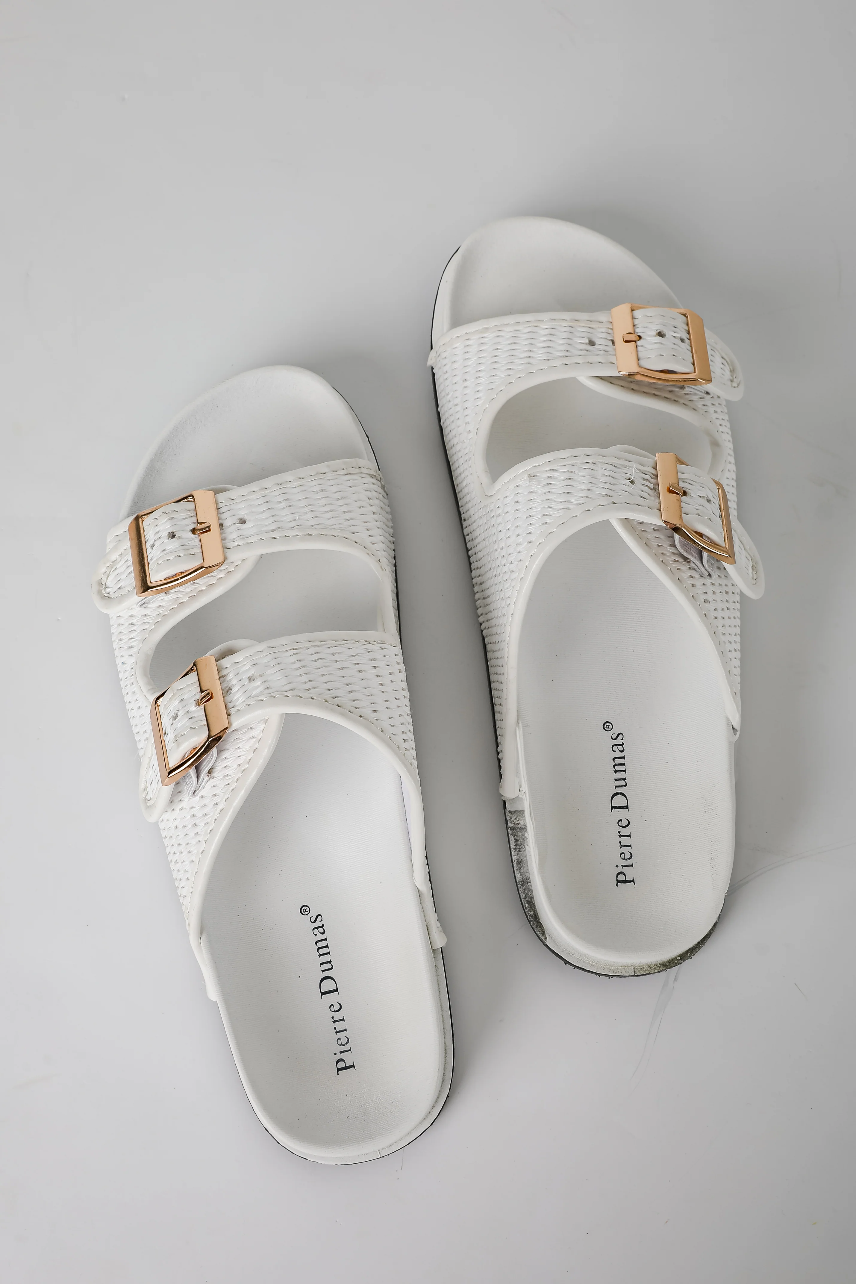 FINAL SALE - Palm Beach White Straw Double Strap Sandals
