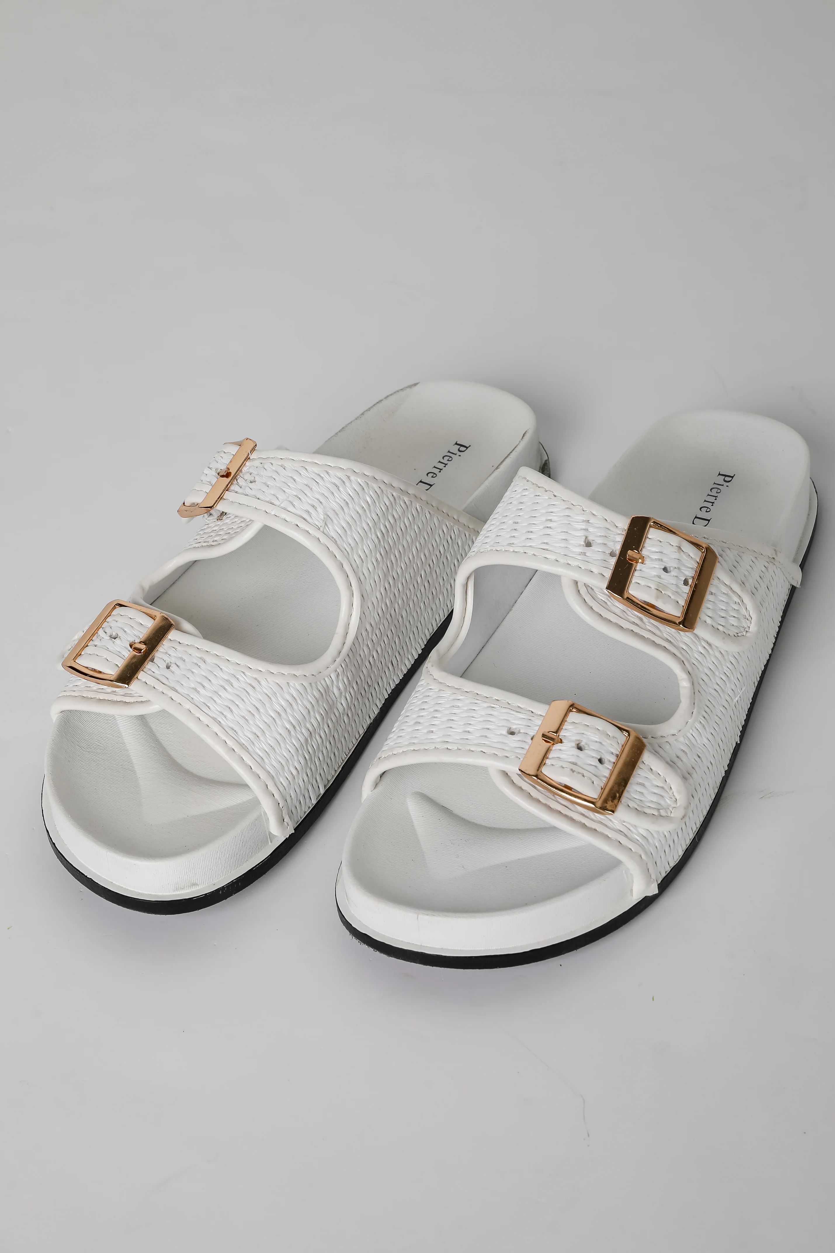 FINAL SALE - Palm Beach White Straw Double Strap Sandals