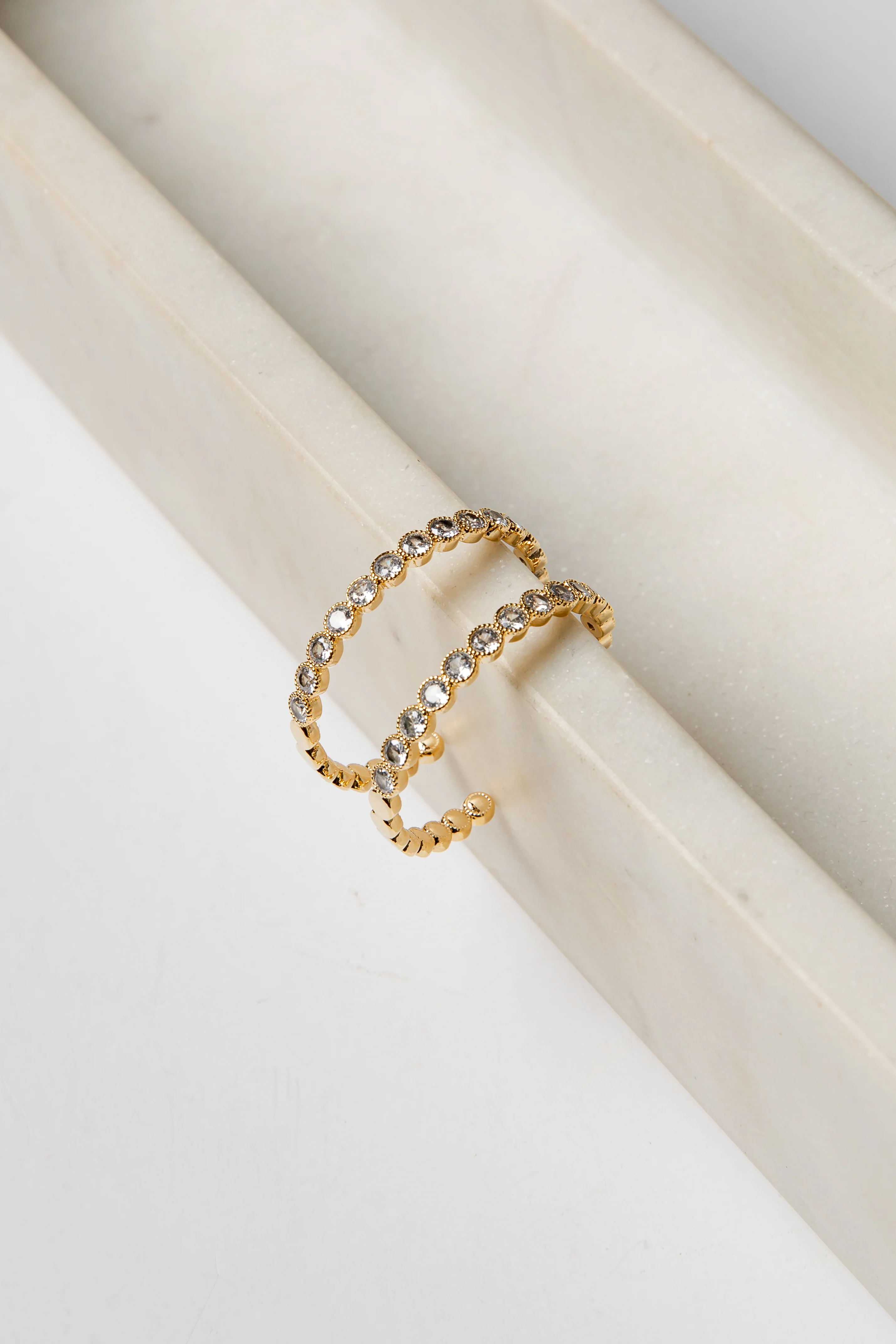 Lily Rhinestone Gold Hoop Earrings