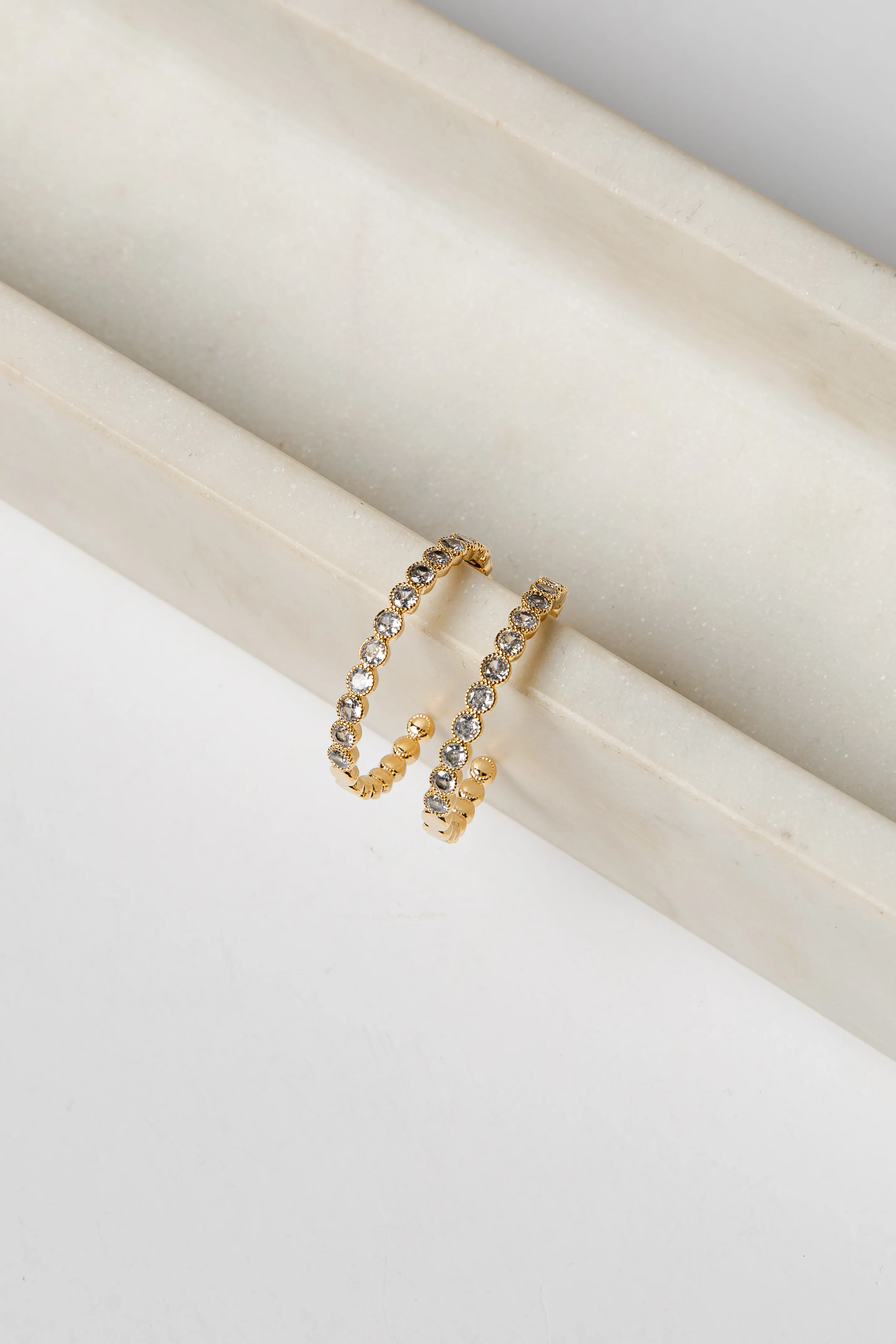 Lily Rhinestone Gold Hoop Earrings
