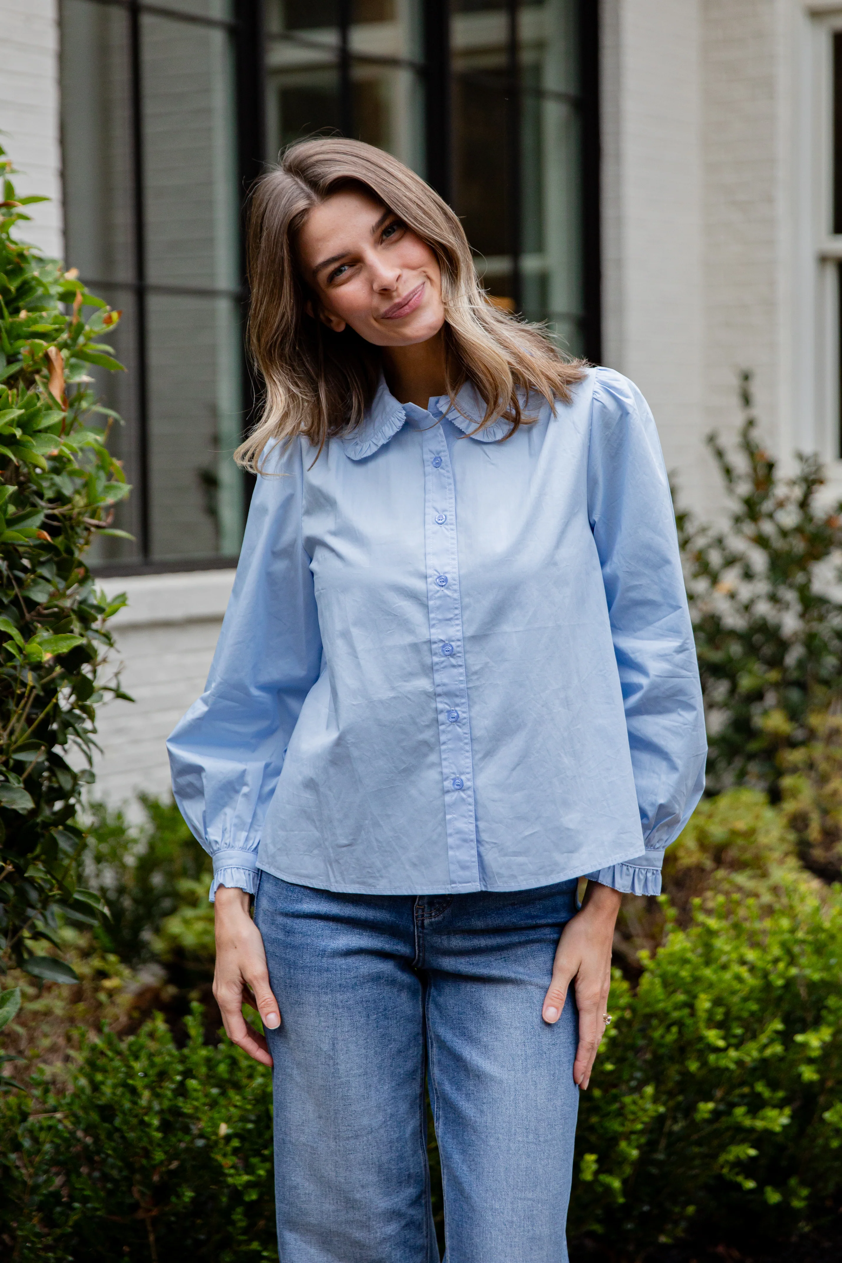 Everyday Ease Ruffle Button-Down Blouse 20 Everyday Ease Ruffle Button-Down Blouse