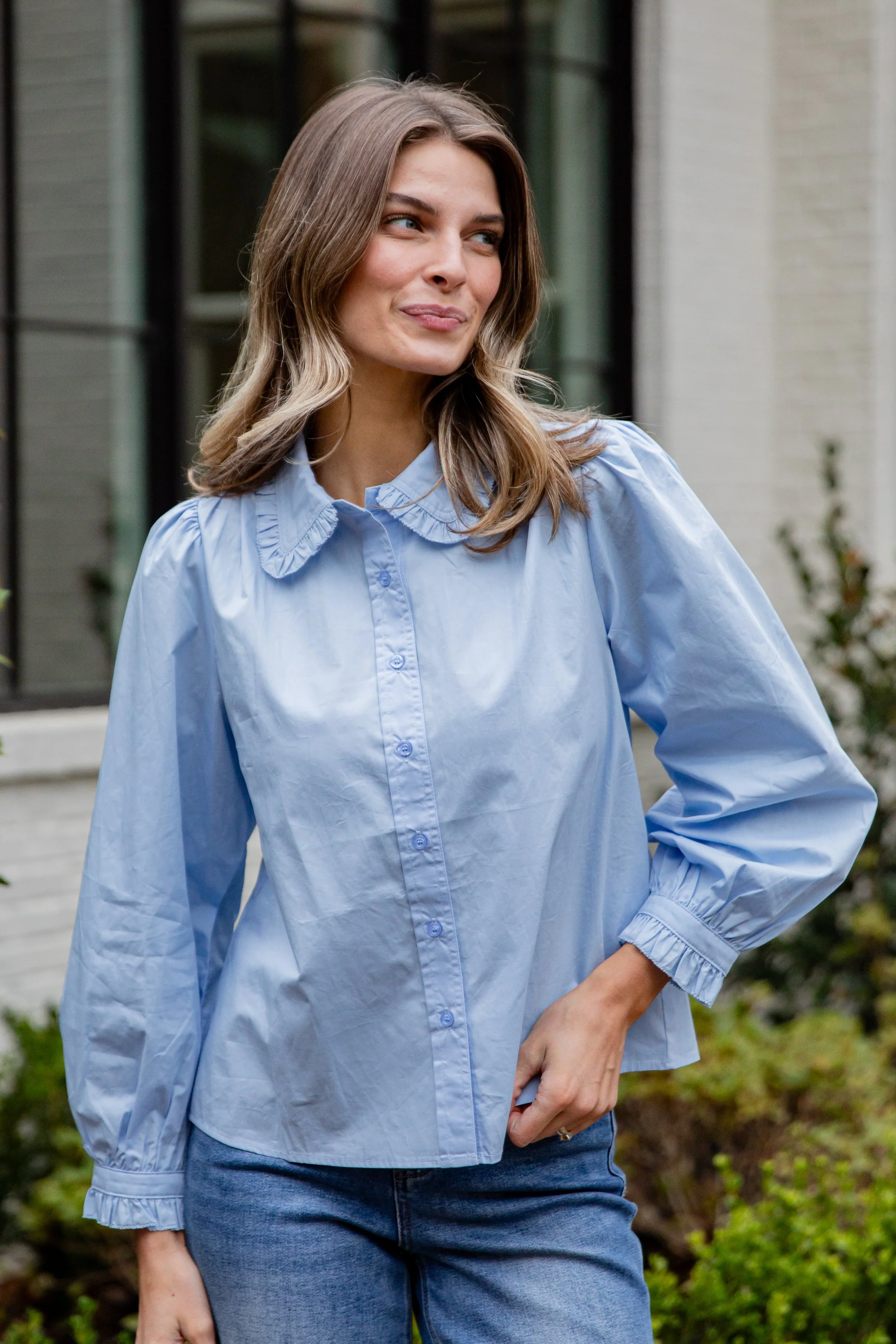 Everyday Ease Ruffle Button-Down Blouse 3 Everyday Ease Ruffle Button-Down Blouse