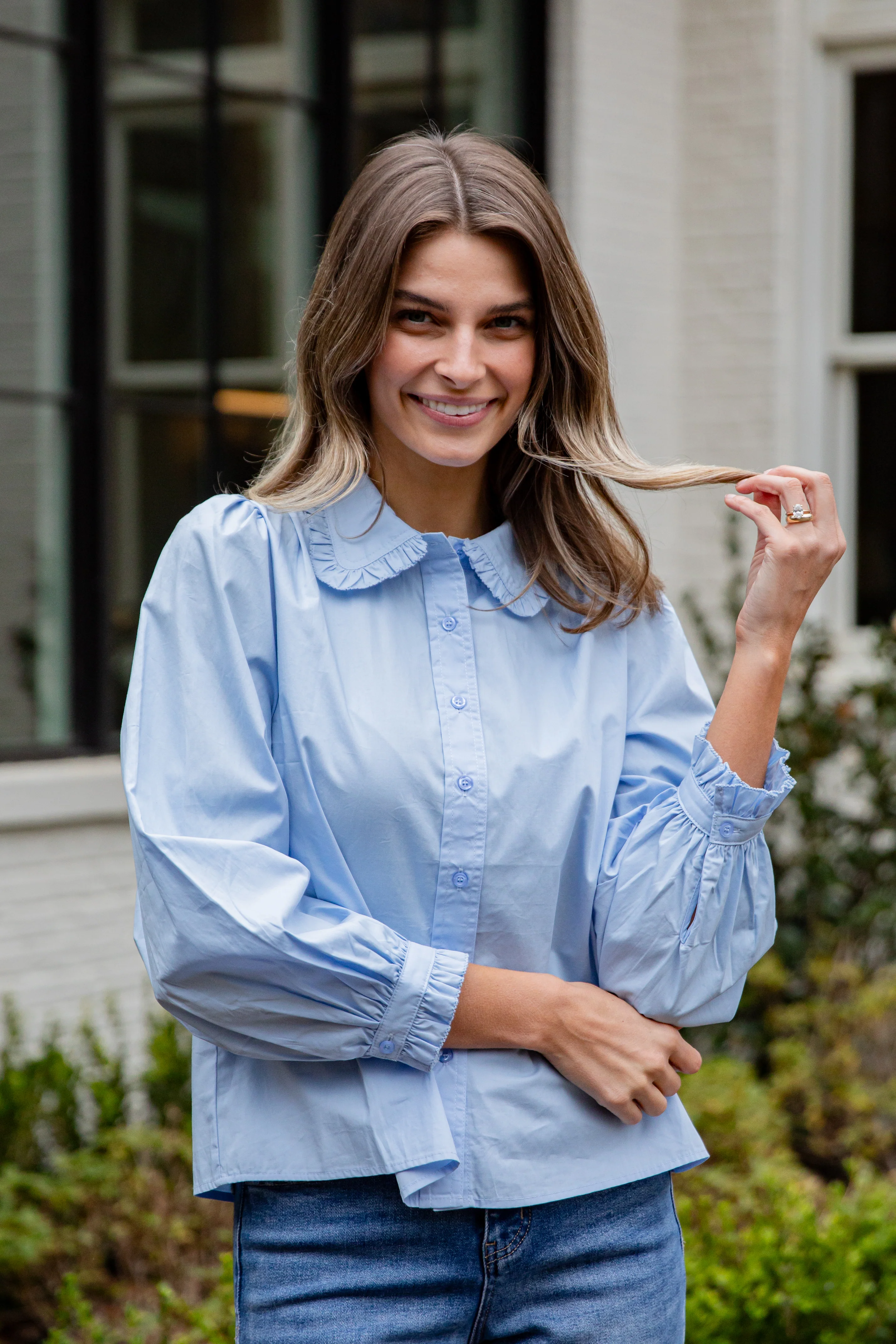Everyday Ease Ruffle Button-Down Blouse 8 Everyday Ease Ruffle Button-Down Blouse