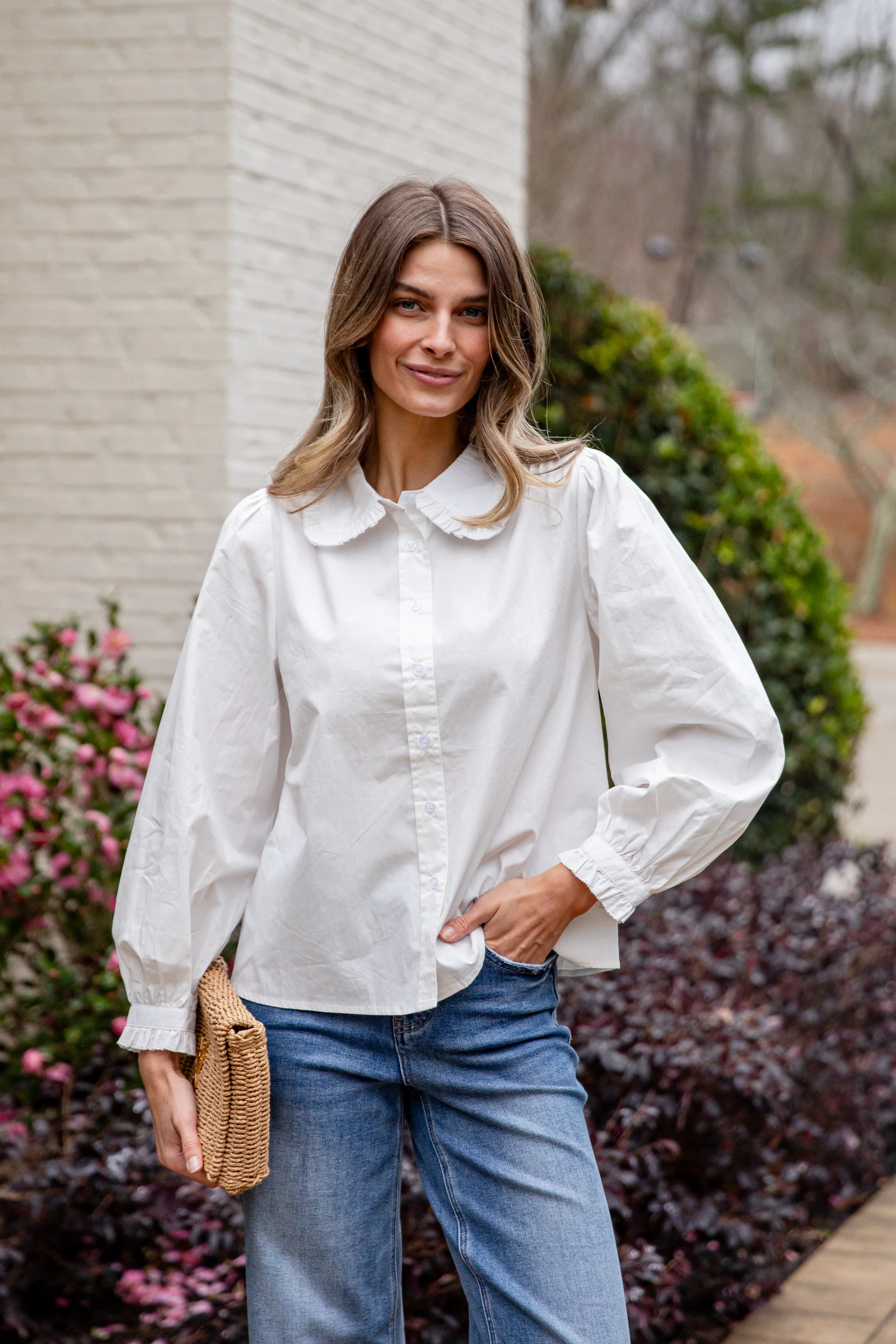 Everyday Ease Ruffle Button-Down Blouse 9 Everyday Ease Ruffle Button-Down Blouse