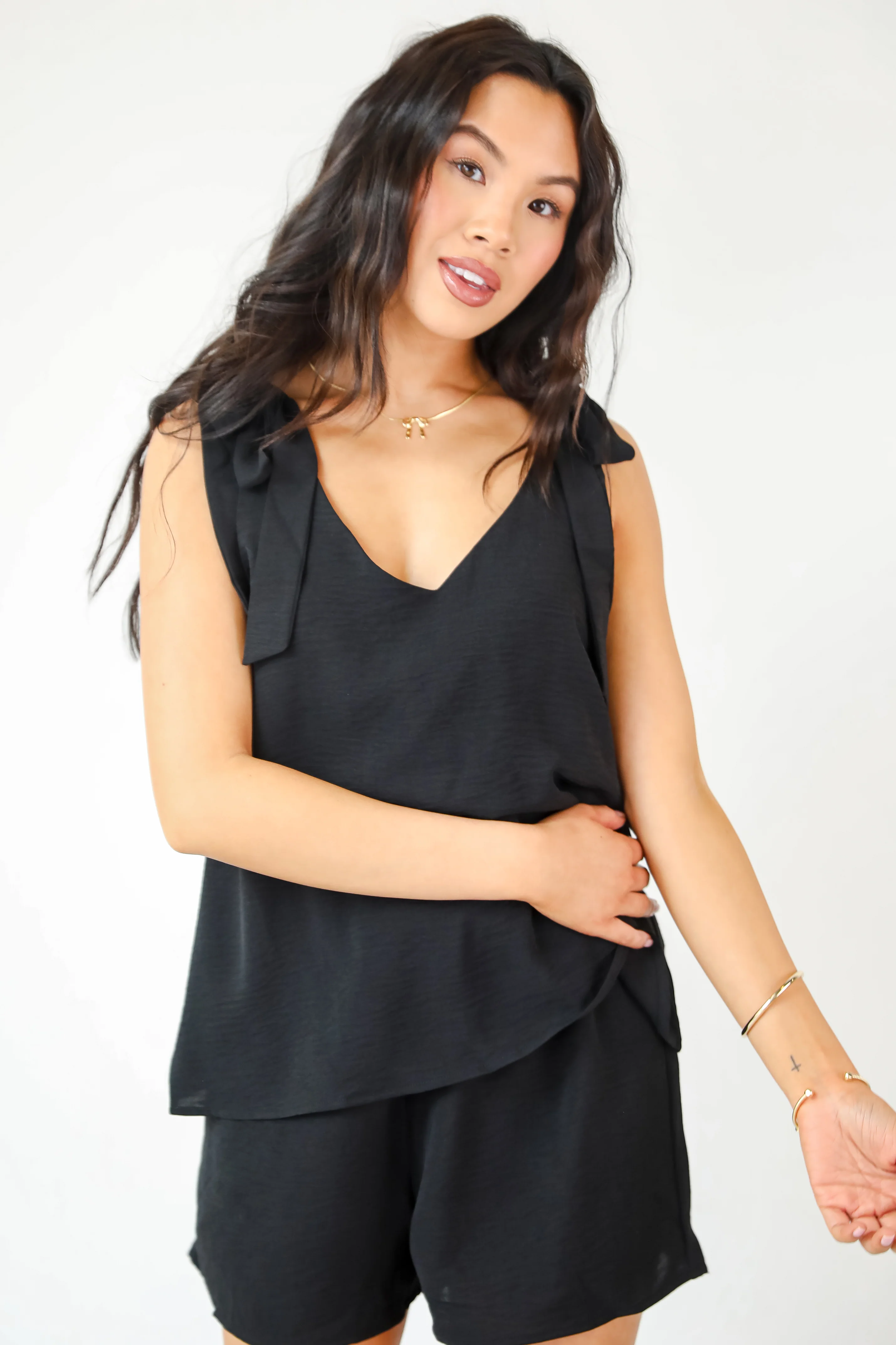FINAL SALE - Upfront Chicness Tie Strap Tank - DU DEAL 16 FINAL SALE - Upfront Chicness Tie Strap Tank - DU DEAL
