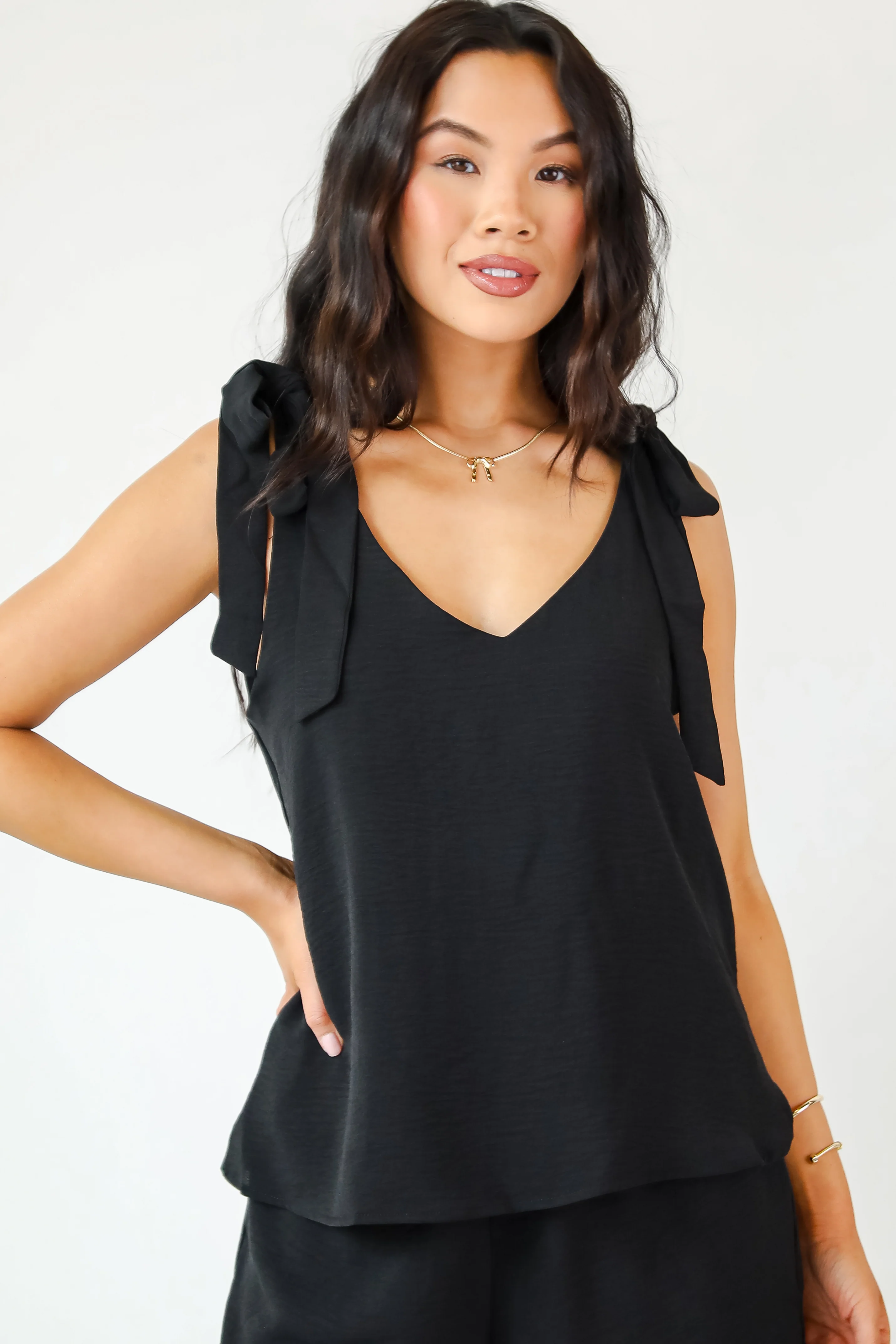 FINAL SALE - Upfront Chicness Tie Strap Tank - DU DEAL 7 FINAL SALE - Upfront Chicness Tie Strap Tank - DU DEAL