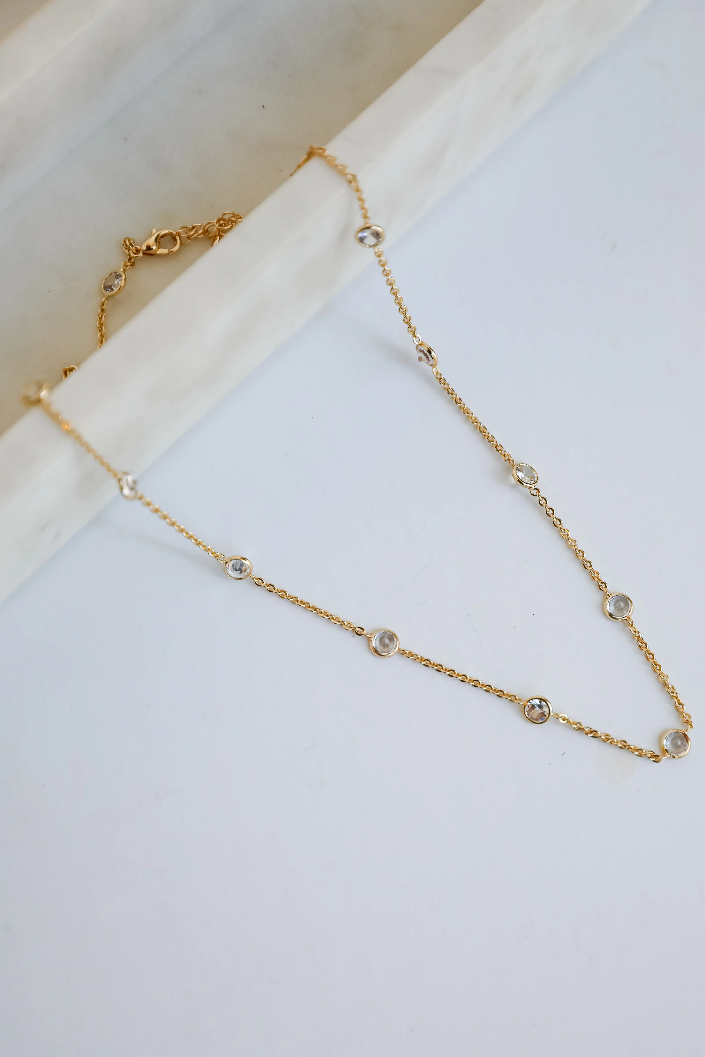 FINAL SALE - Claire Gold Rhinestone Charm Necklace 3 FINAL SALE - Claire Gold Rhinestone Charm Necklace