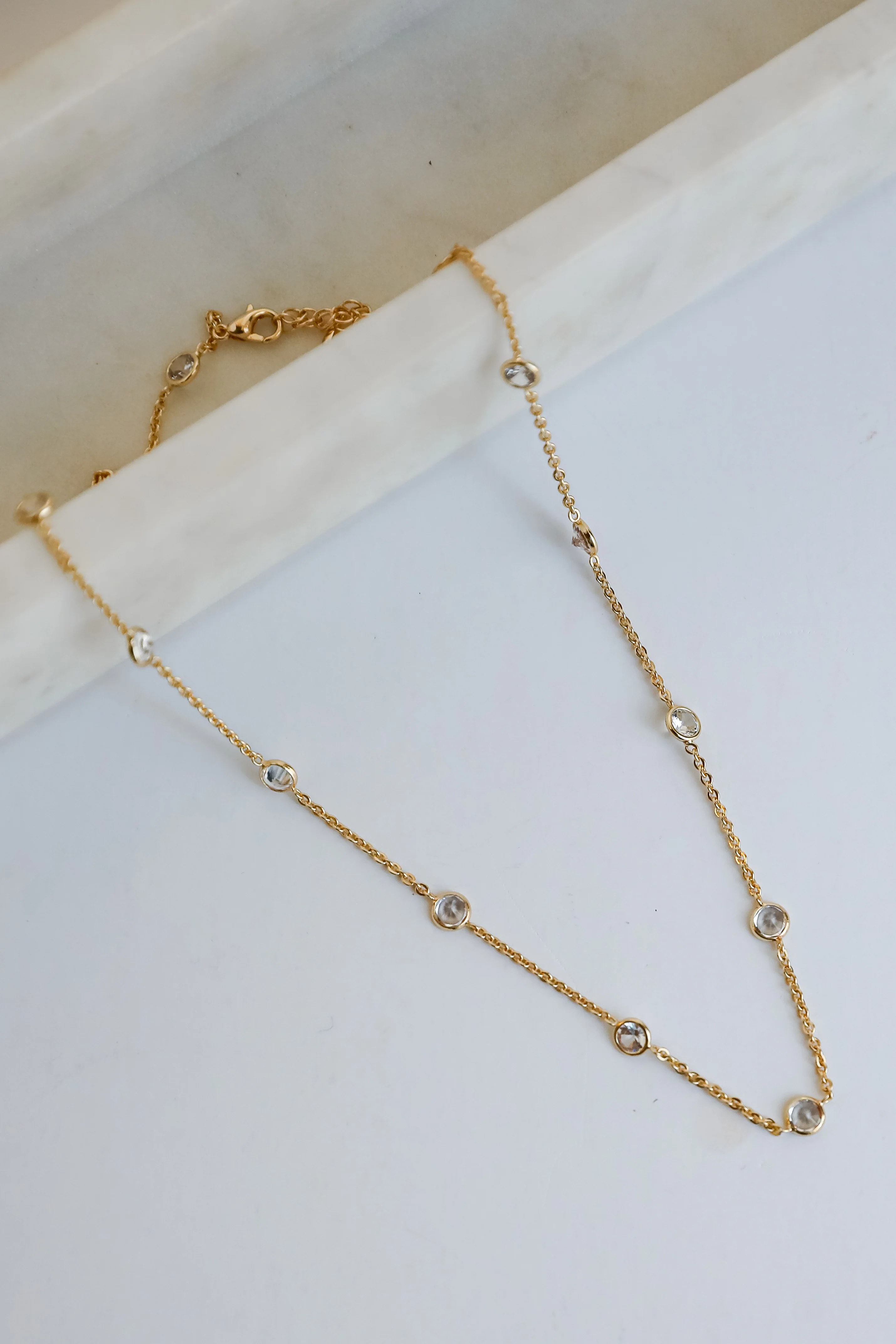 FINAL SALE - Claire Gold Rhinestone Charm Necklace 4 FINAL SALE - Claire Gold Rhinestone Charm Necklace