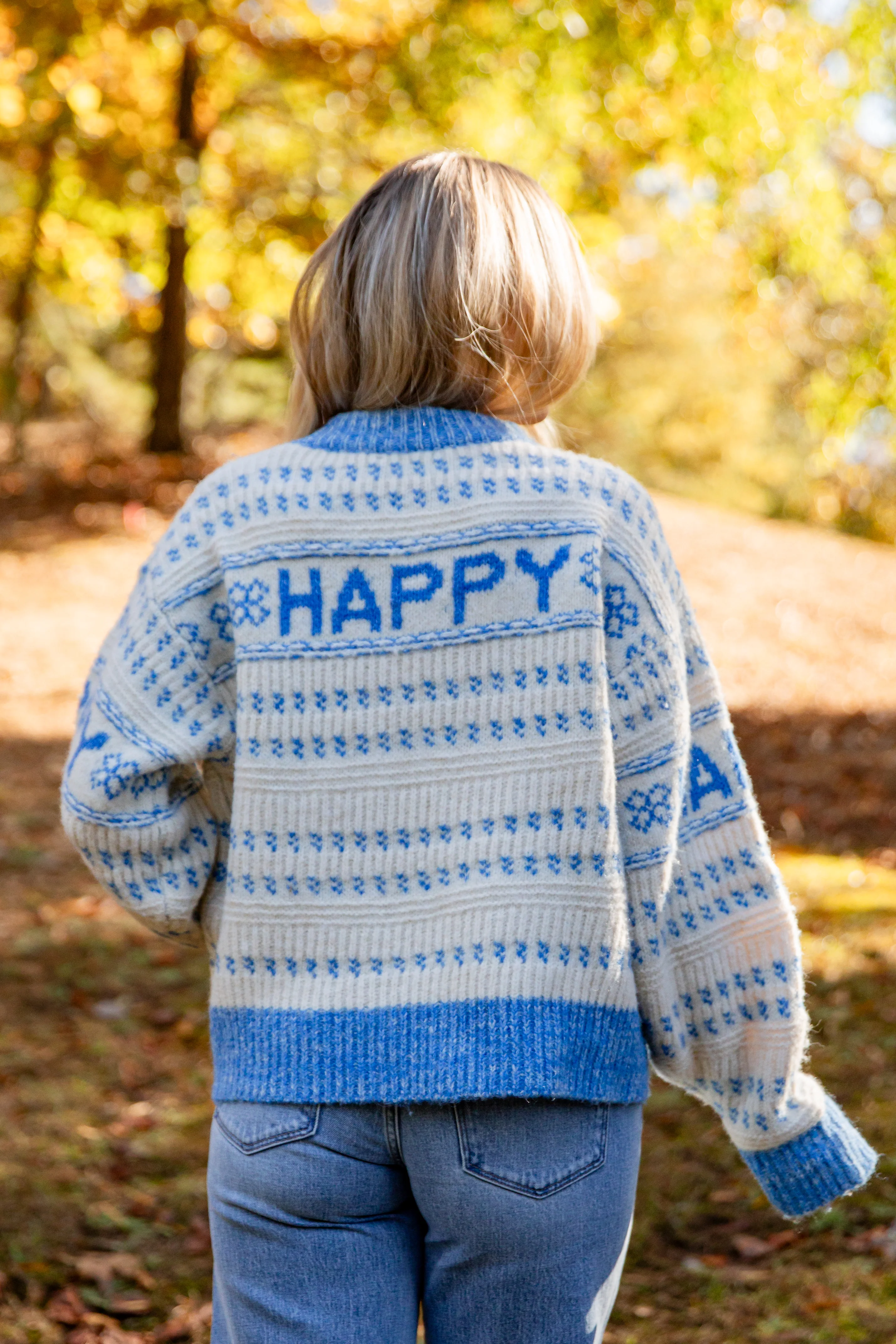 FINAL SALE - Blue Striped Happy Sweater