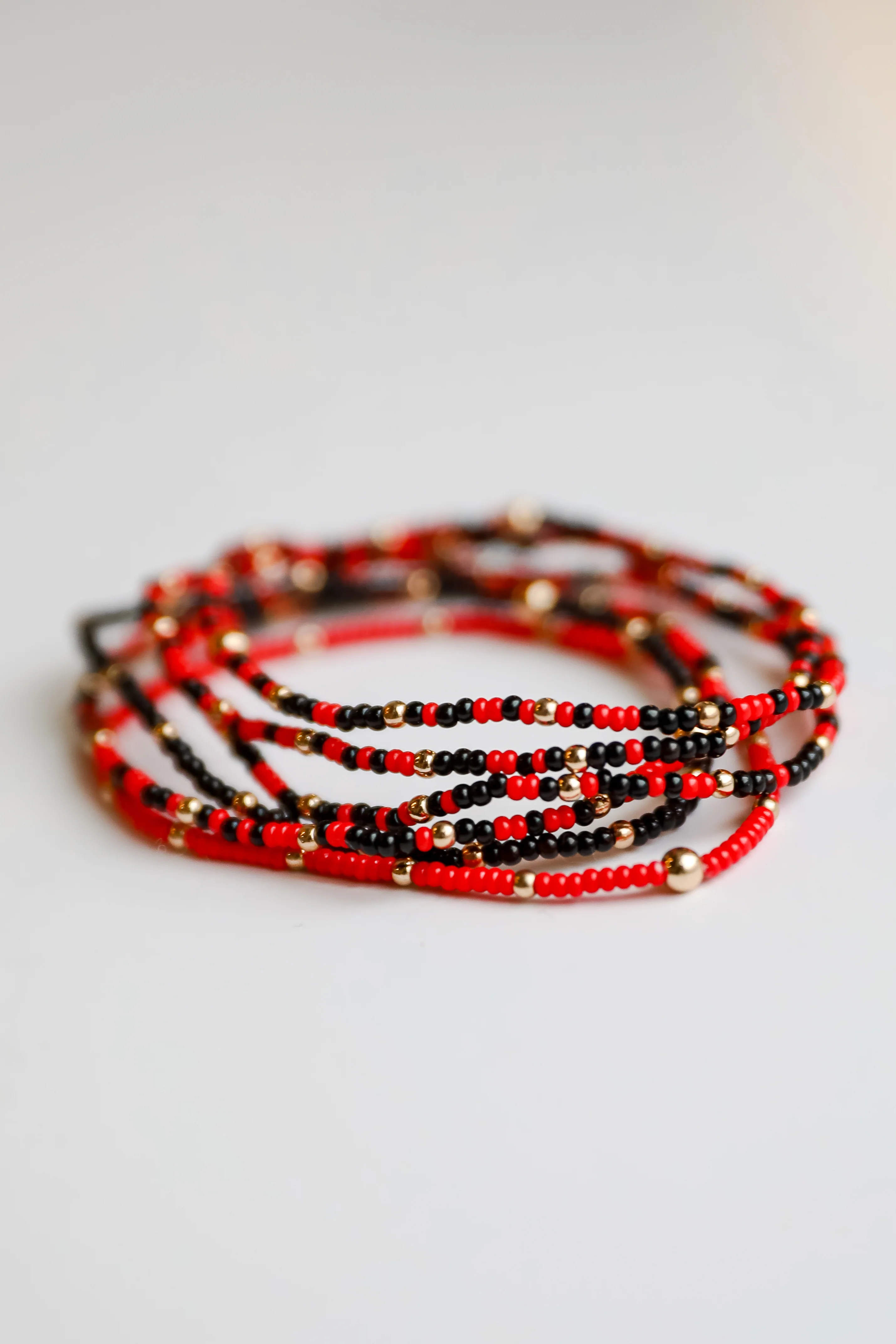 FINAL SALE - Audrey Red/Black Beaded Bracelet Set