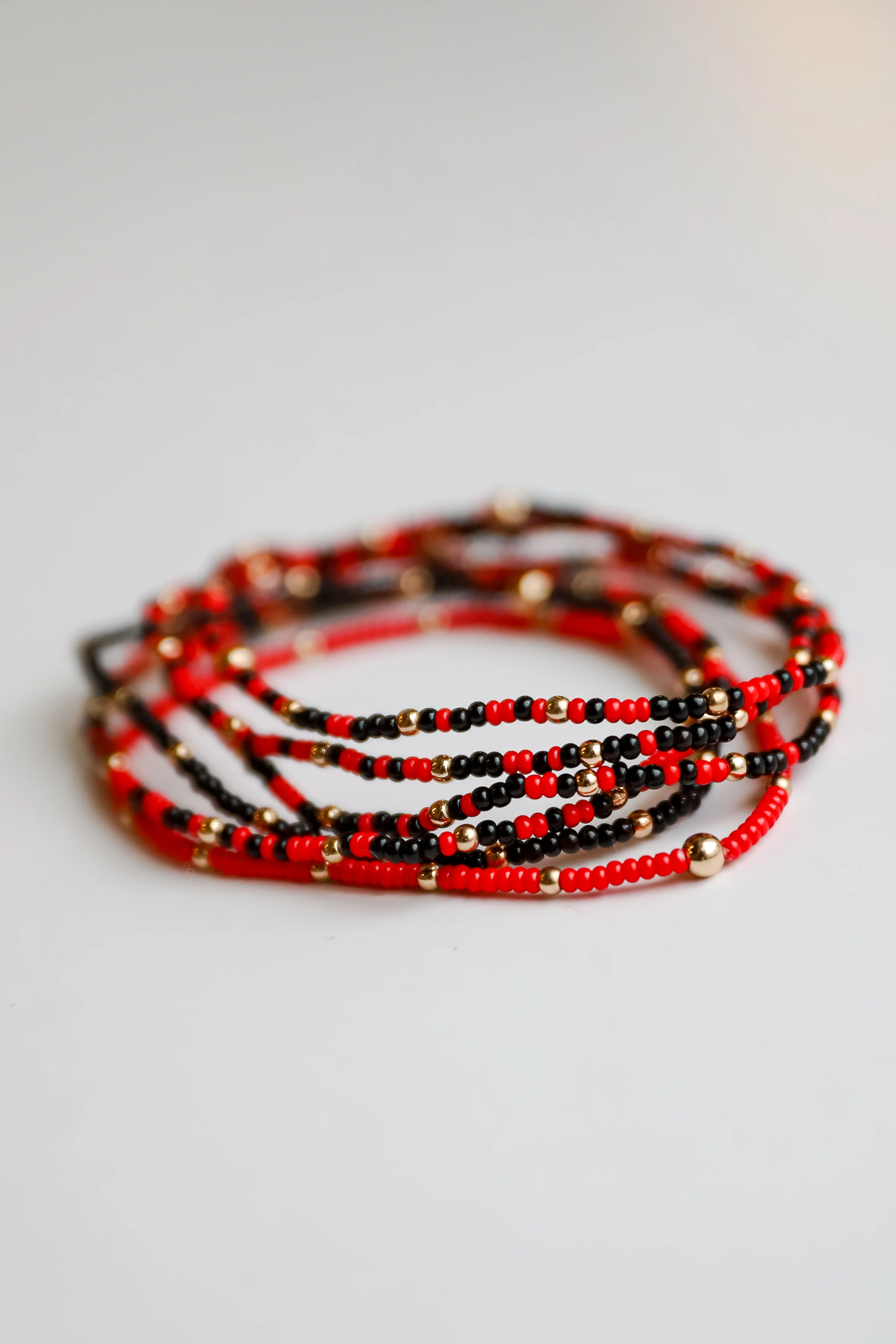 FINAL SALE - Audrey Red/Black Beaded Bracelet Set