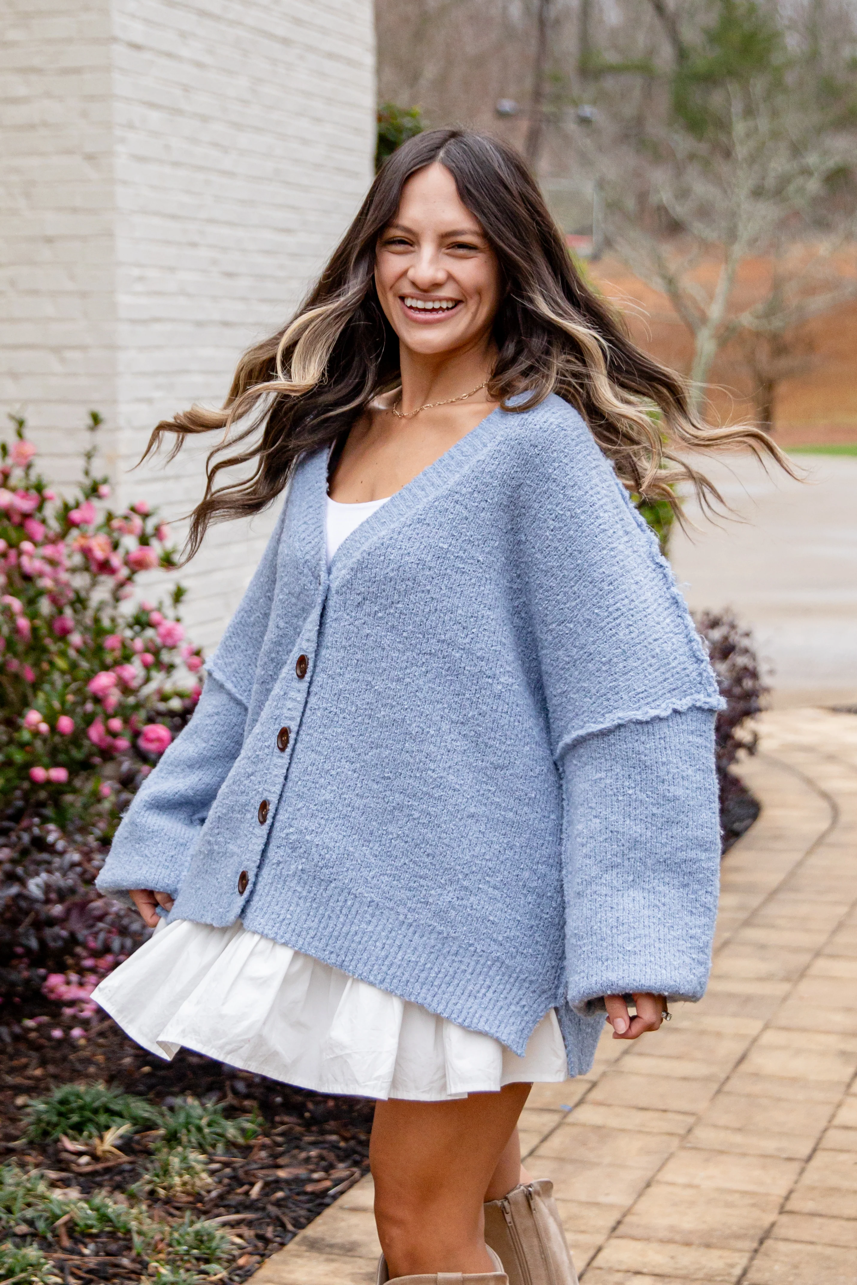 Calm Mountain Light Blue Button-Front Cardigan 3 Calm Mountain Light Blue Button-Front Cardigan