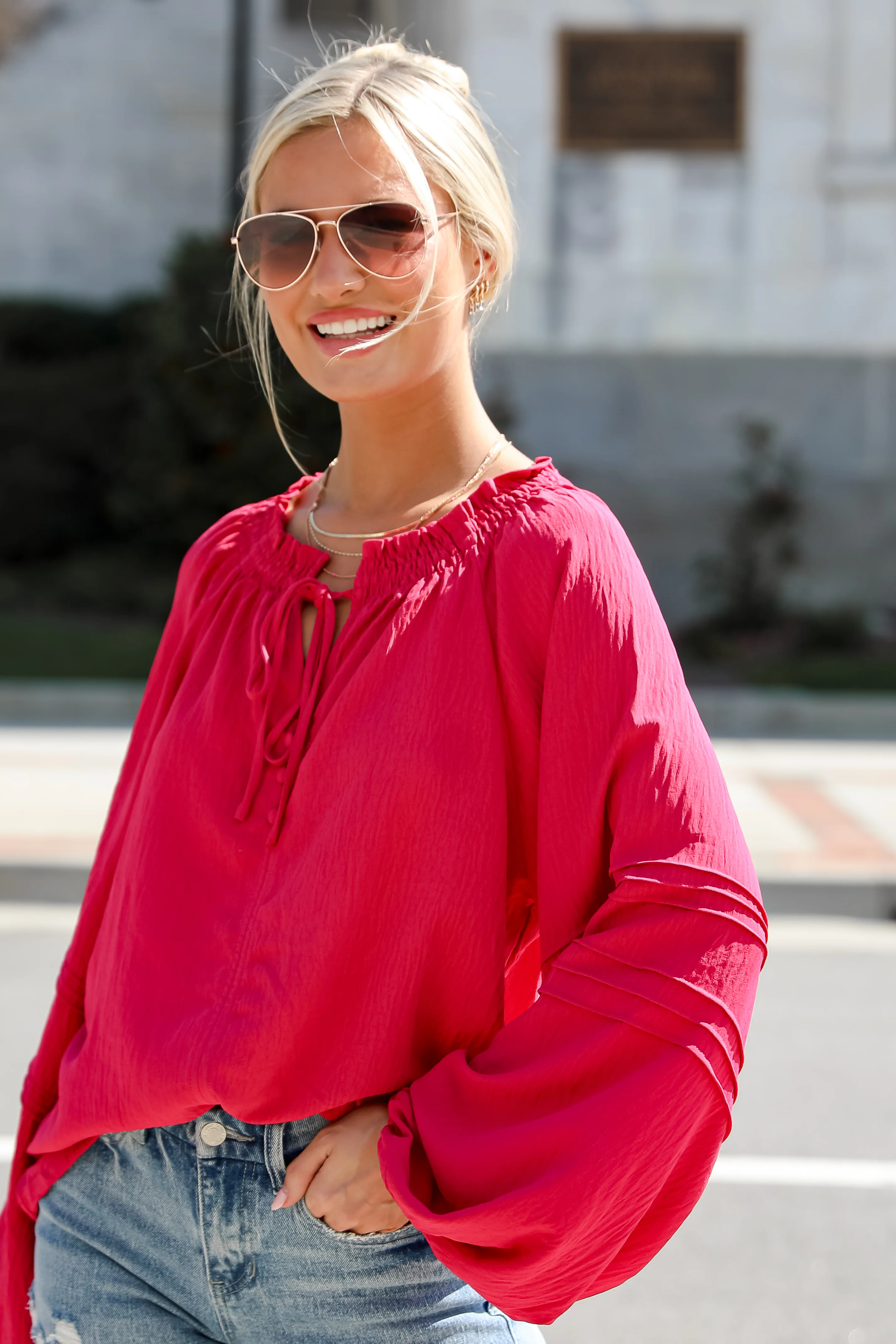 FINAL SALE - Adorable Impact Fuchsia Blouse
