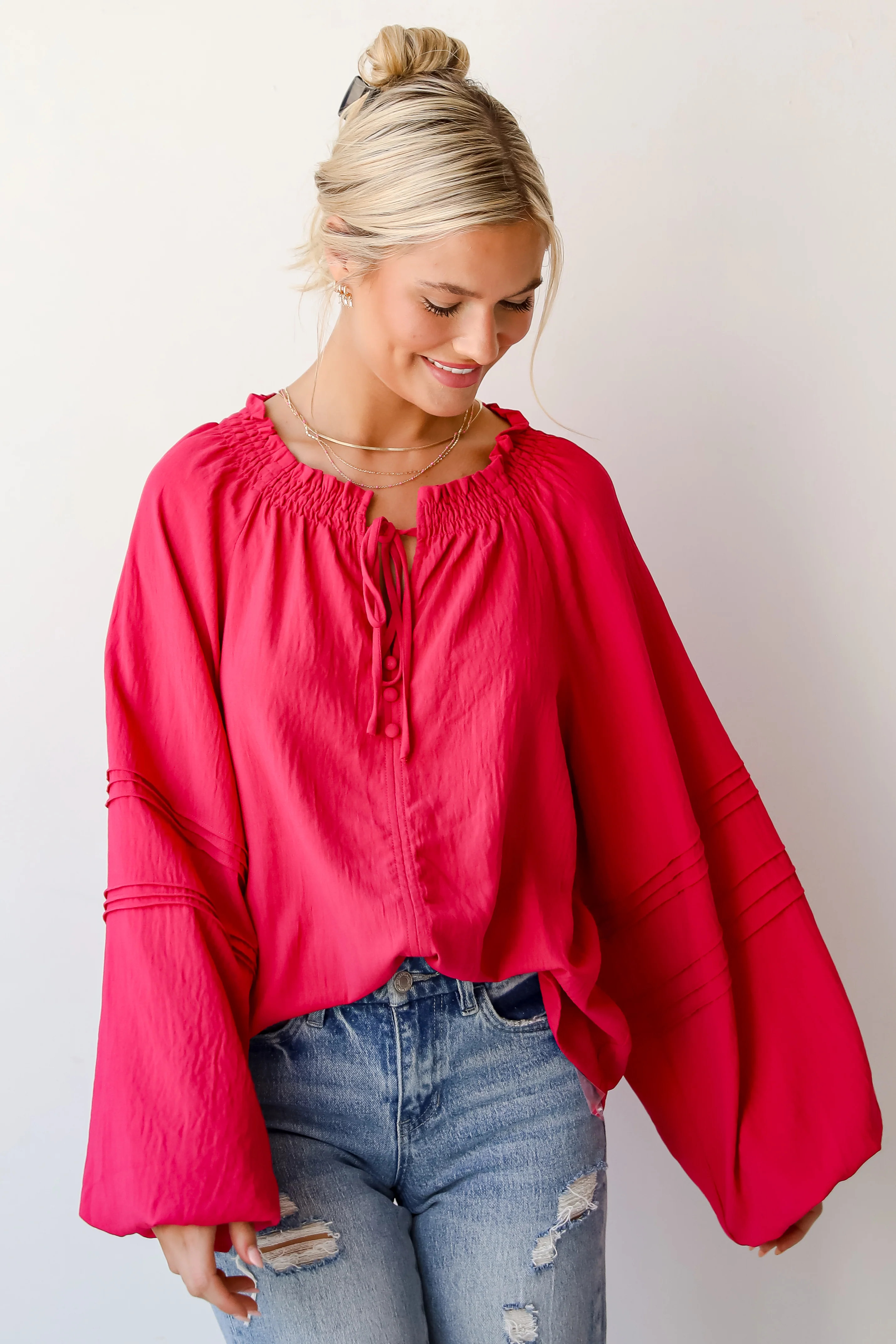 FINAL SALE - Adorable Impact Fuchsia Blouse