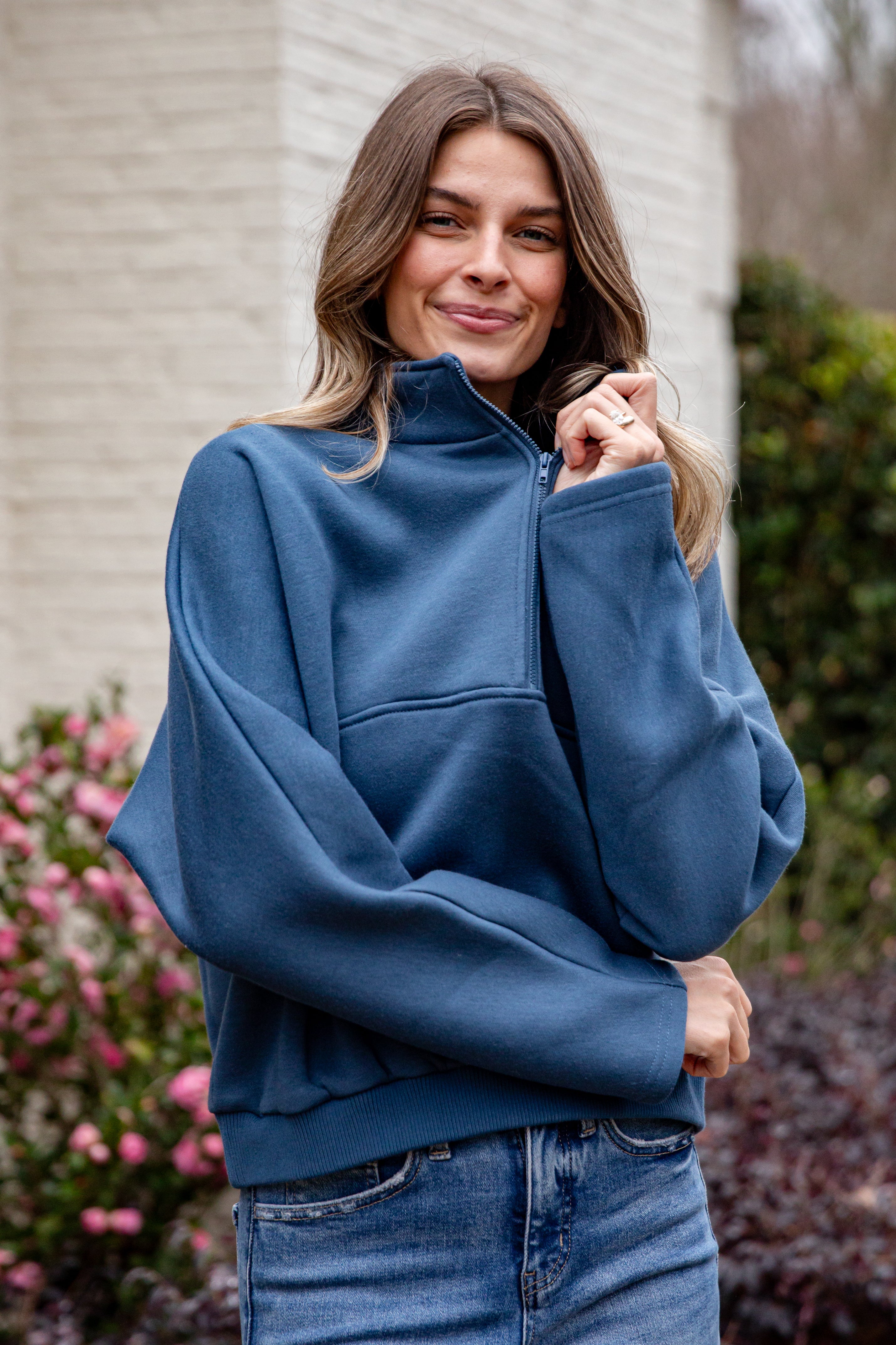 Cloudbound Blue Quarter Zip Oversized Pullover 3 Cloudbound Blue Quarter Zip Oversized Pullover