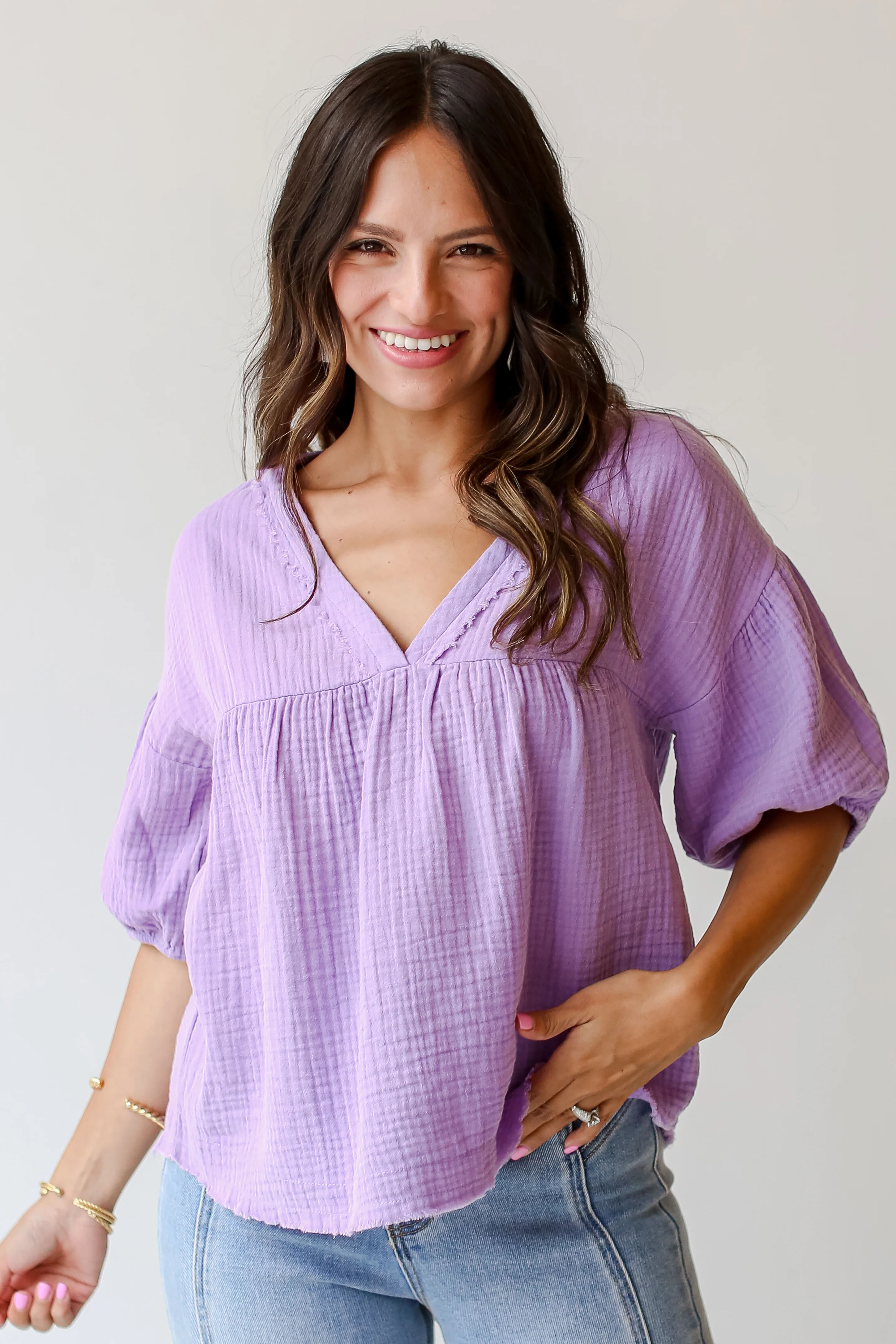FINAL SALE - Adore The Feeling Linen Babydoll Blouse